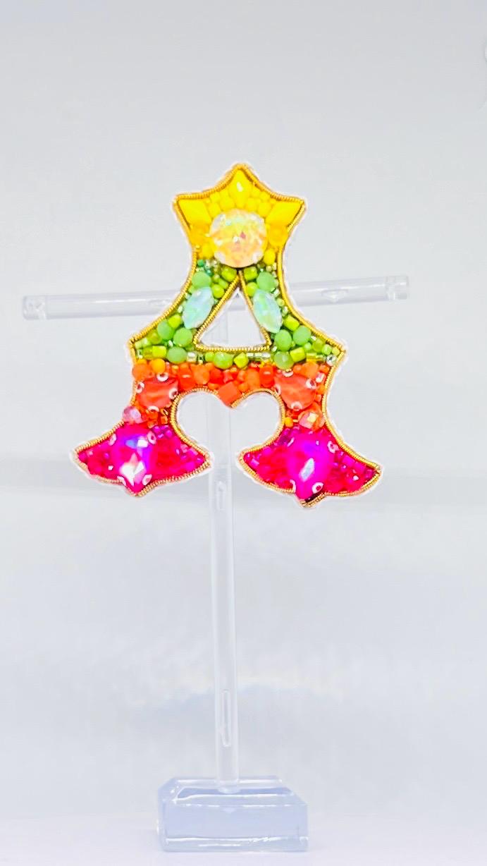 Handmade Beaded Initial Brooch - Colorful Crystal Letter Pin