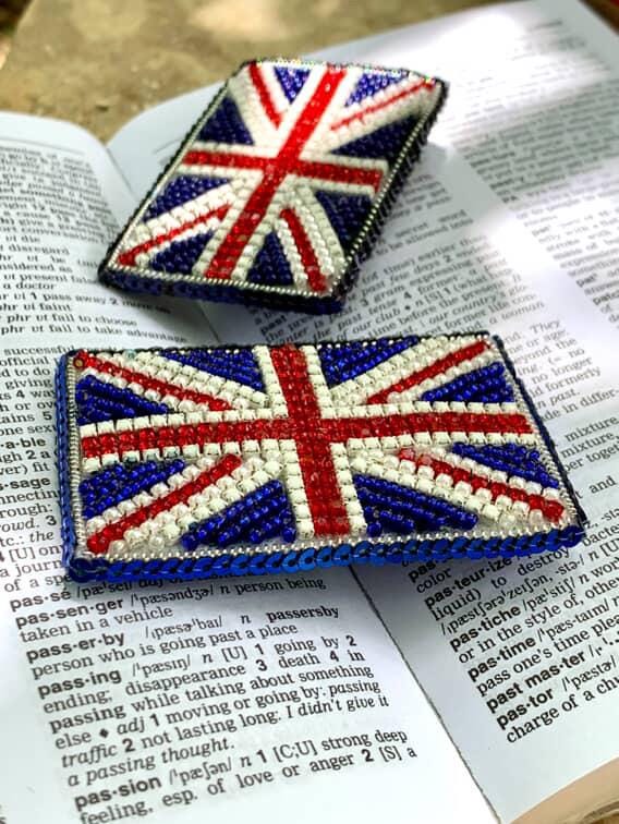 Handmade Beaded Union Jack Brooch: British Flag Pin