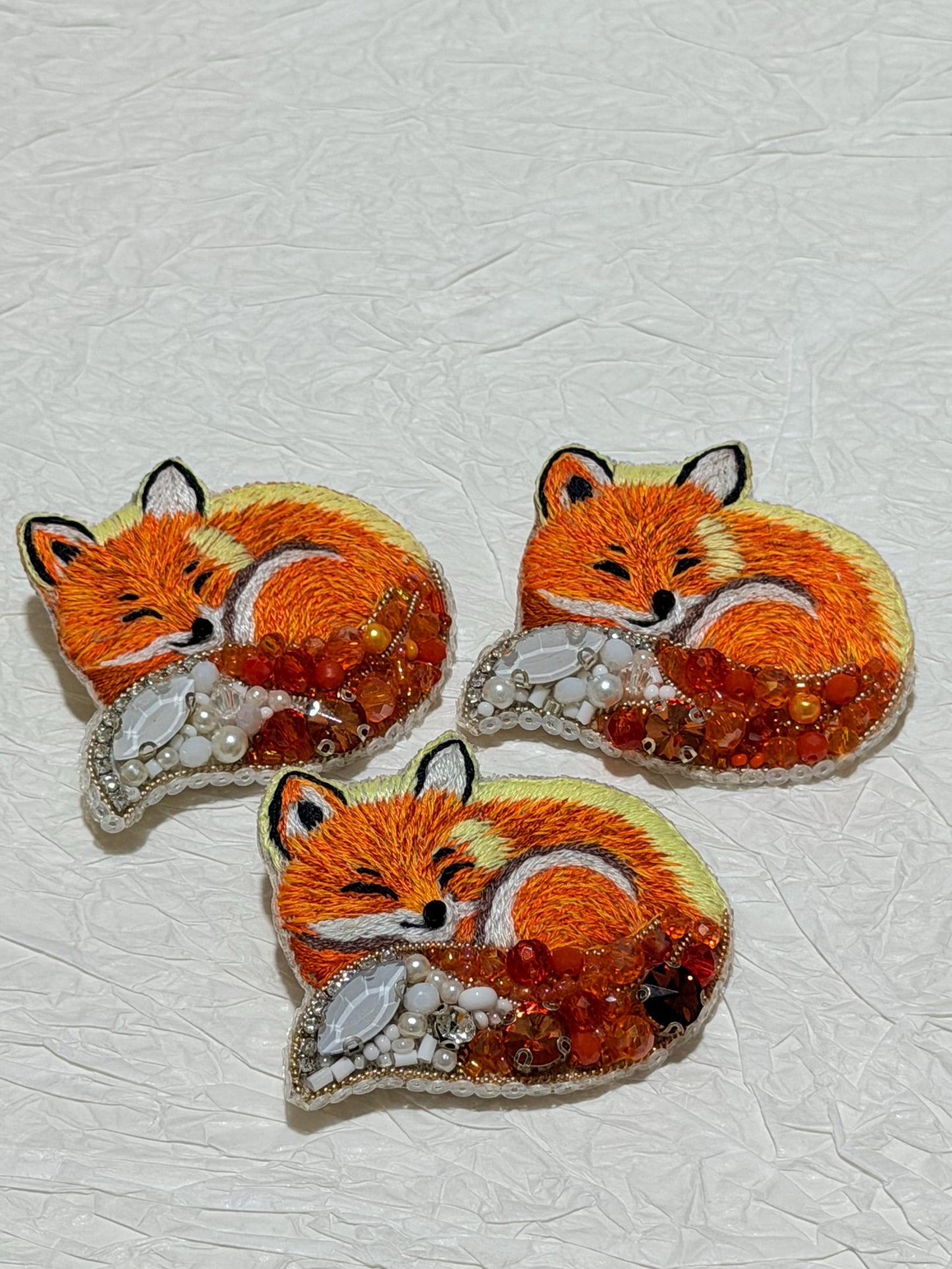 Handmade Fox Brooch | Beaded & Embroidered Animal Pin