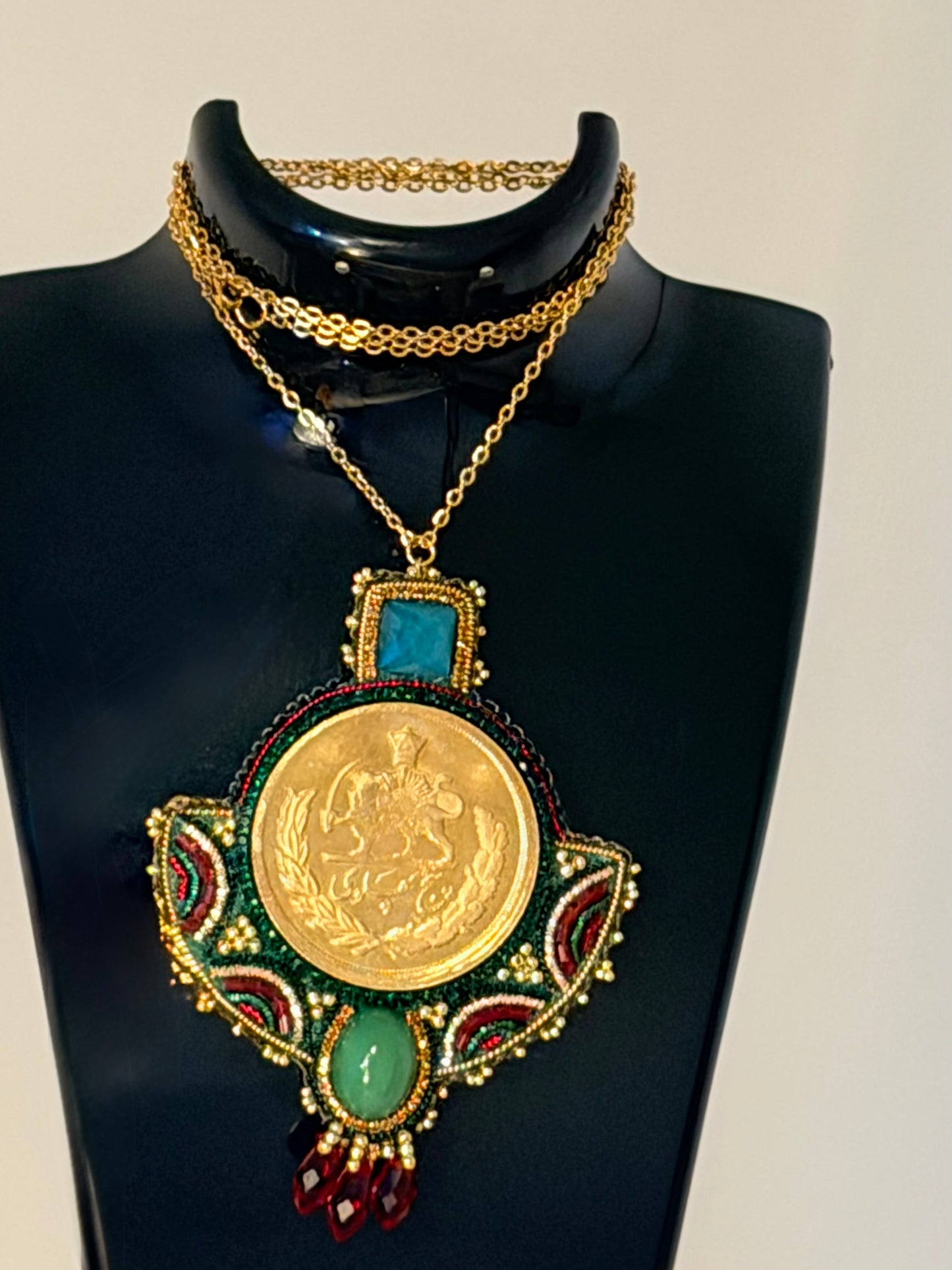 Pahlavi coin necklace