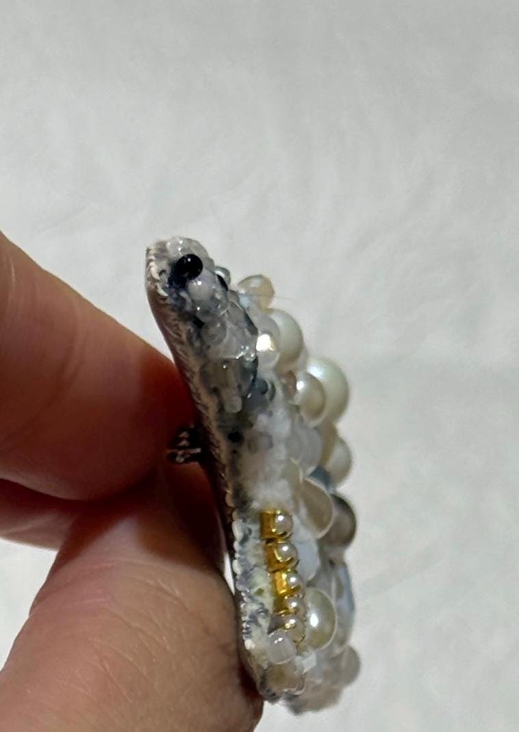 Handmade Polar Bear Brooch: Beaded Crystal Arctic Animal Jewelry