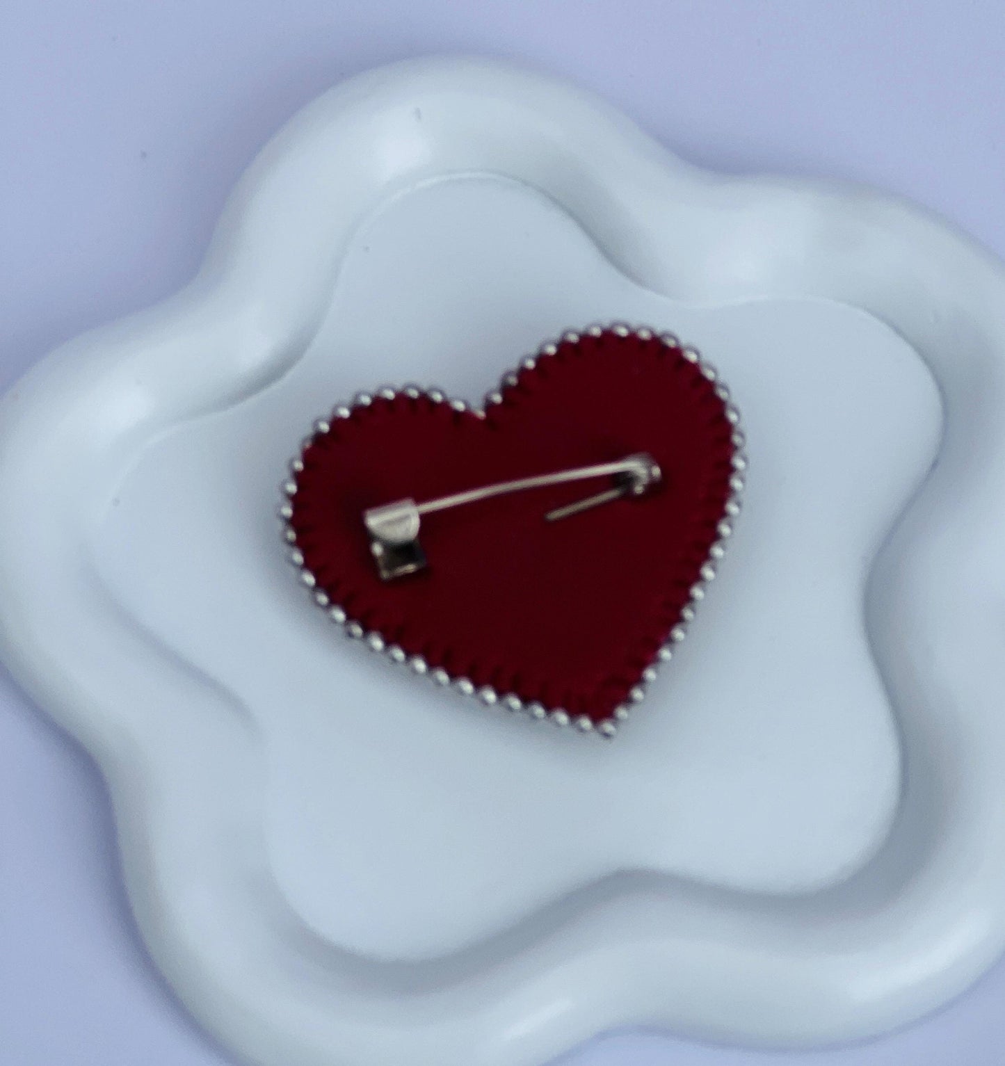 Handmade Red Crystal Heart Brooch: Beaded Love Pin