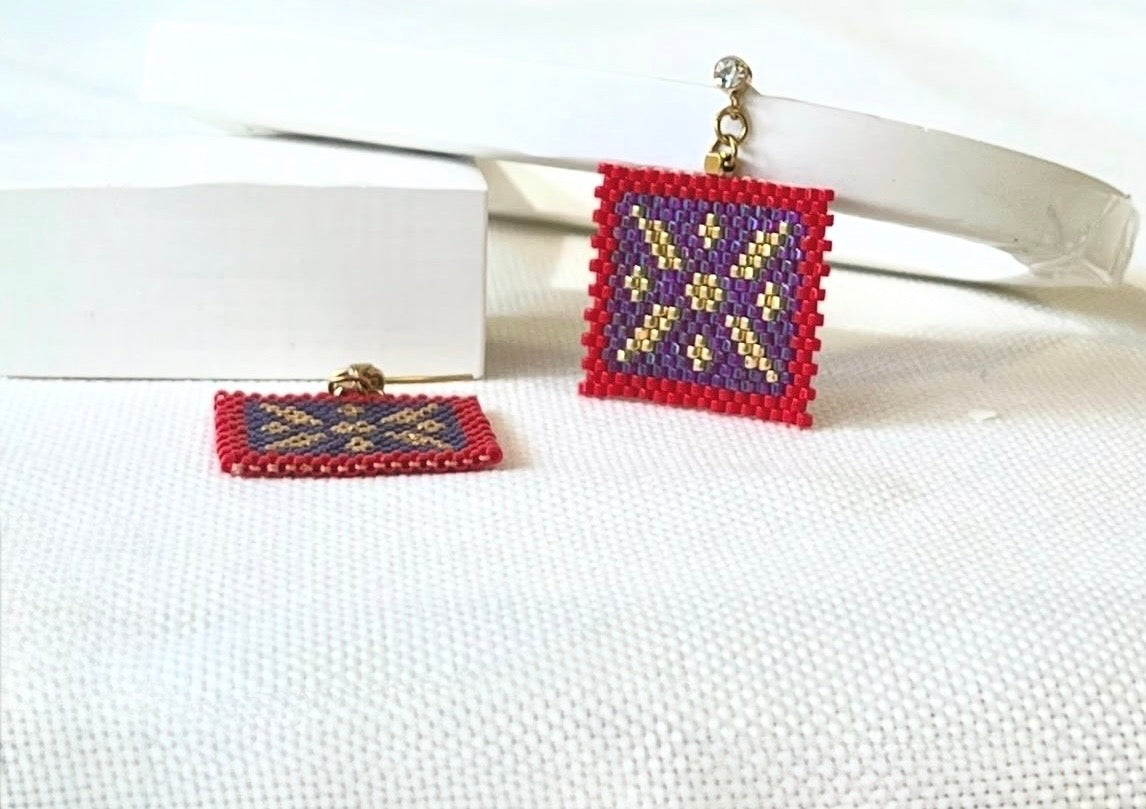 Handmade beaded Derafsh Kavyani Earrings