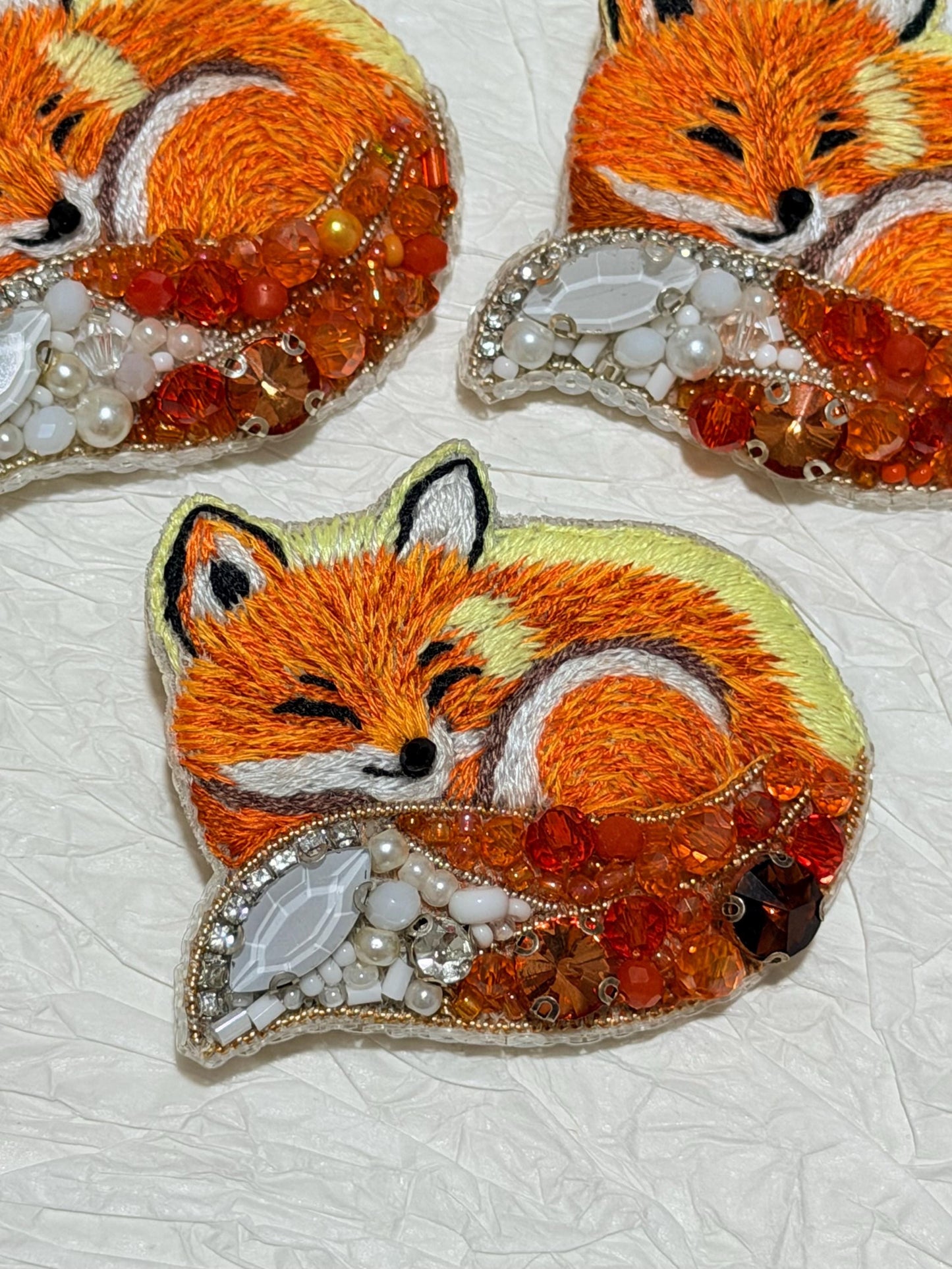 Handmade  Fox Brooch | Beaded & Embroidered Animal Pin