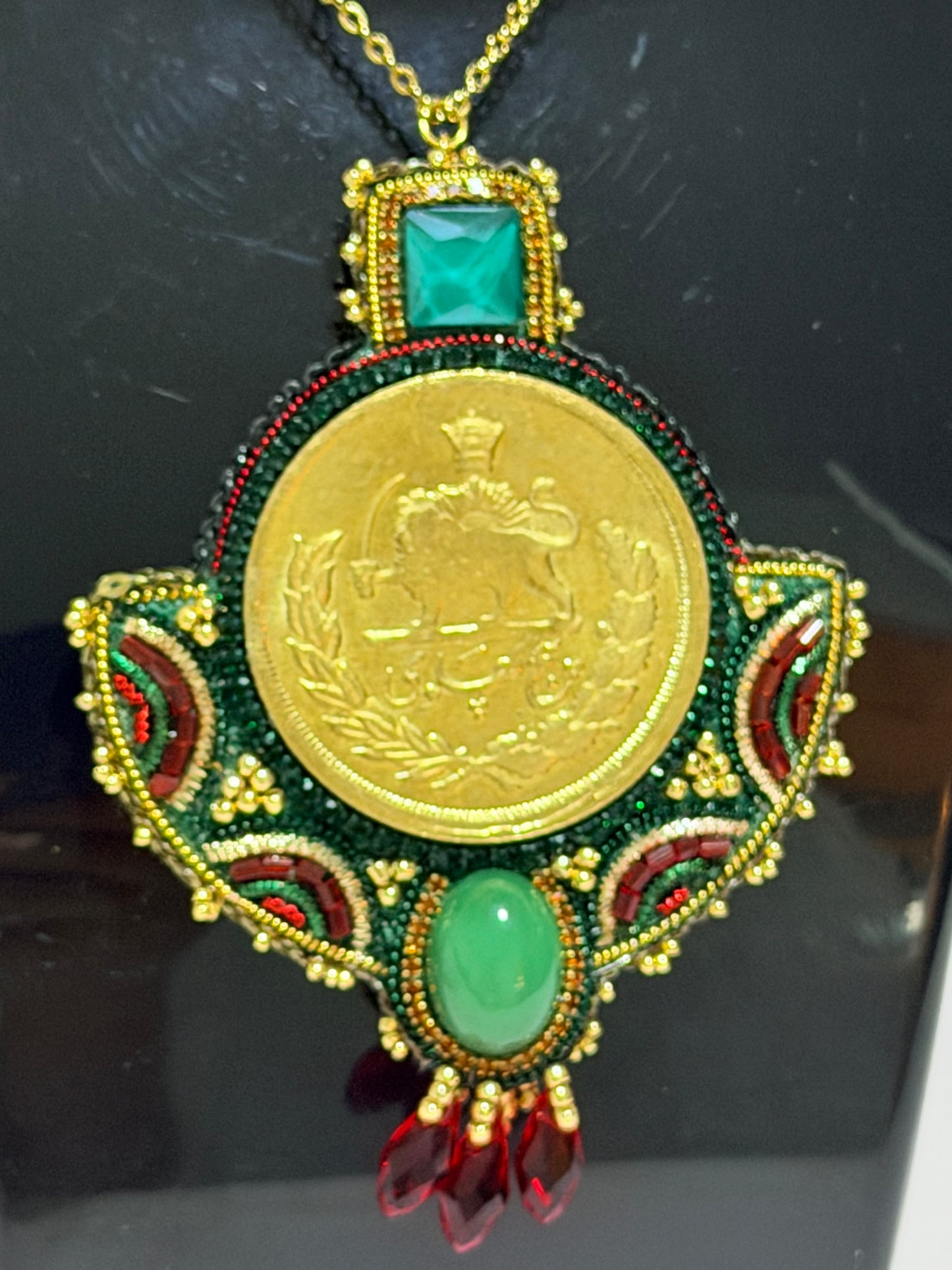 Pahlavi coin necklace
