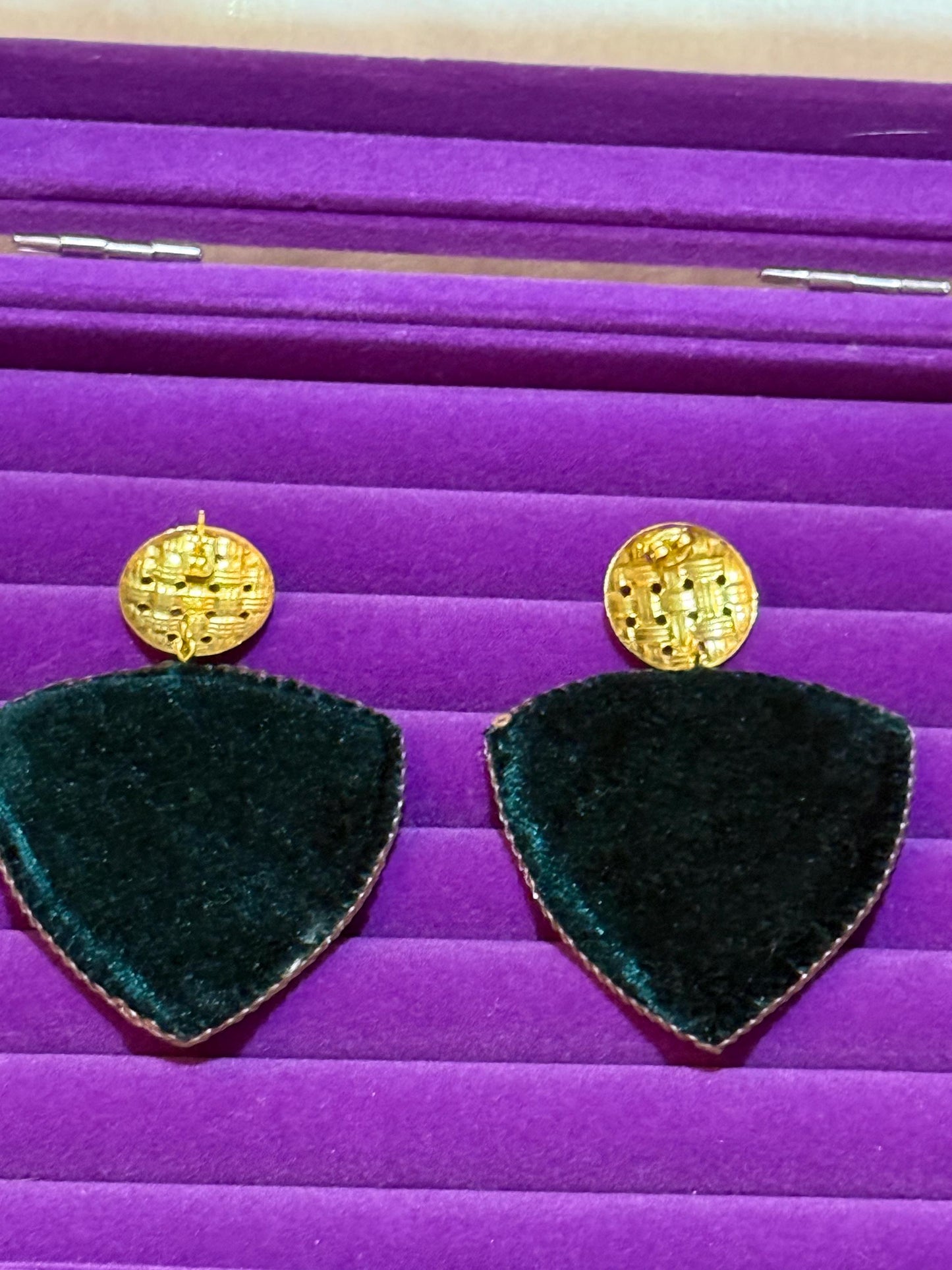 Handmade Beaded Triangle Drop Earrings | Art Deco Statement Jewellery