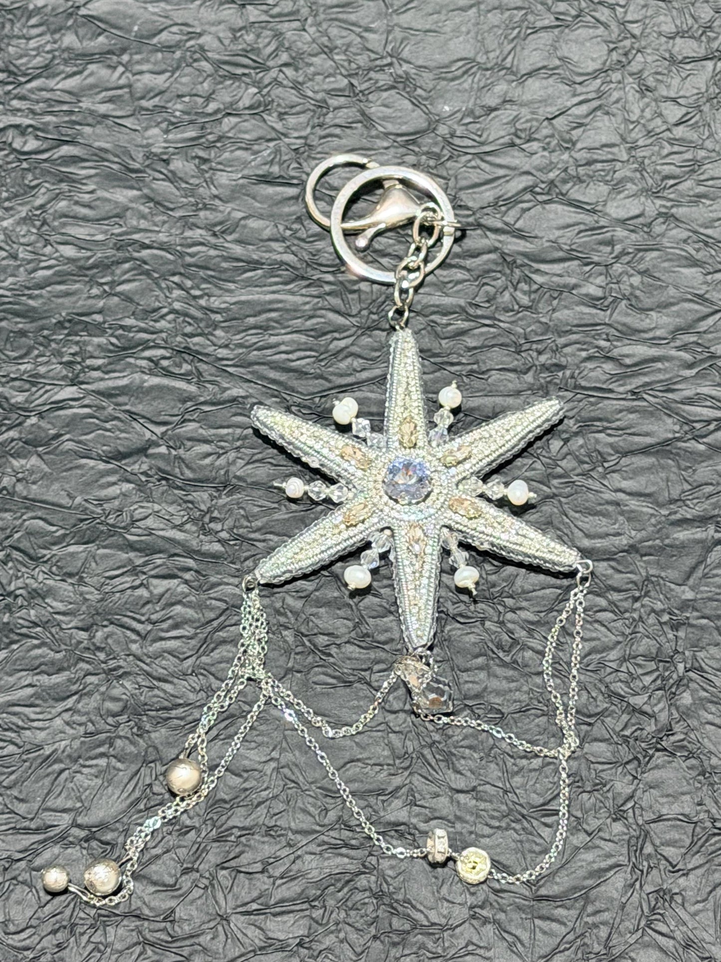 Handmade Crystal Star Bag Charm – Beaded Celestial Bag Jewelry