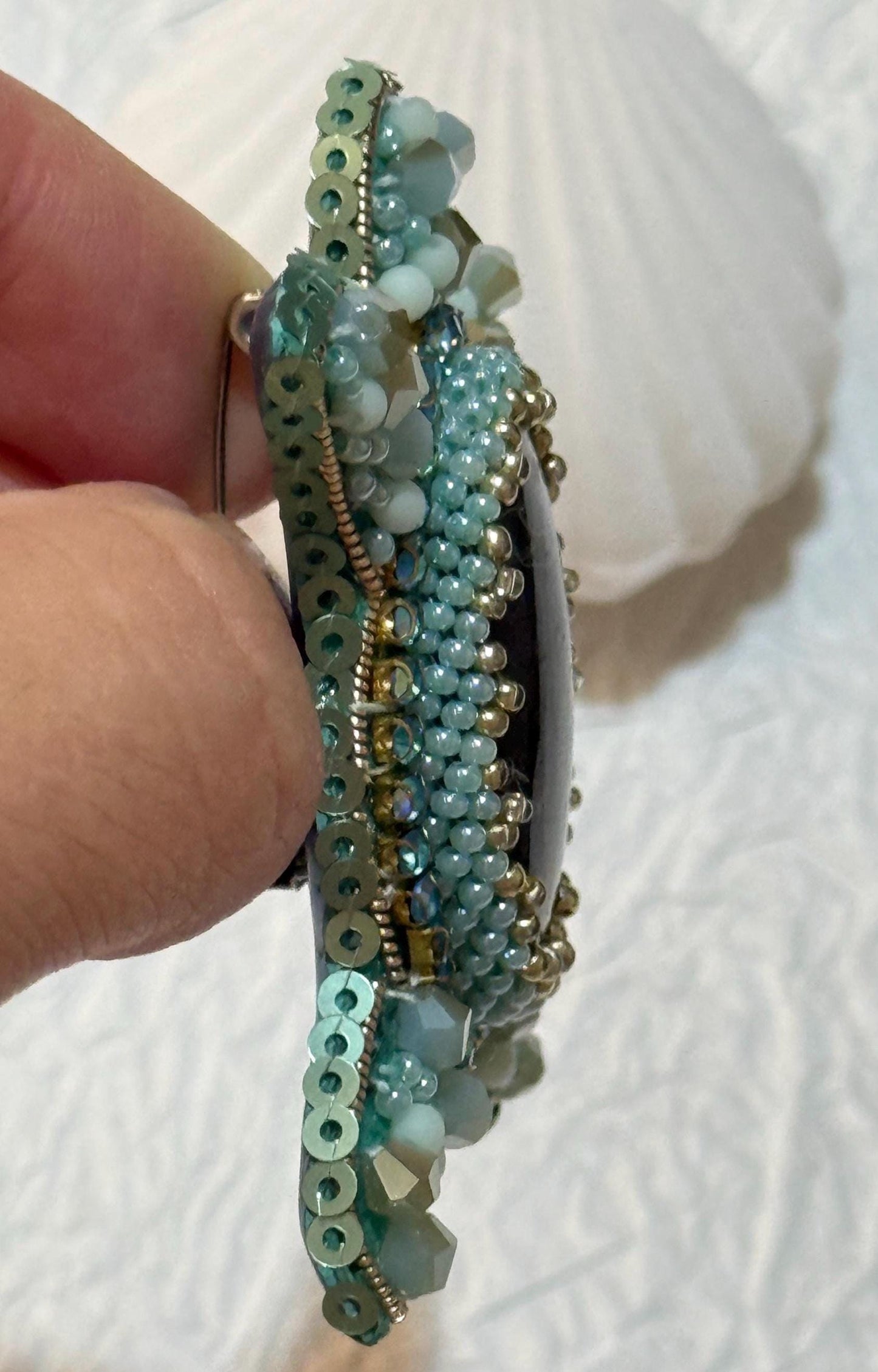 Handmade Beaded Turtle Brooch with Labradorite Stone | Ocean-Inspired Jewelry Gift | Unique Nature-Inspired Accessories