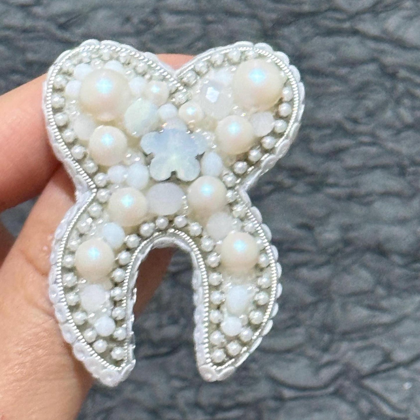 Handmade Beaded Tooth Brooch: Pearl Dentist Gift Pin
