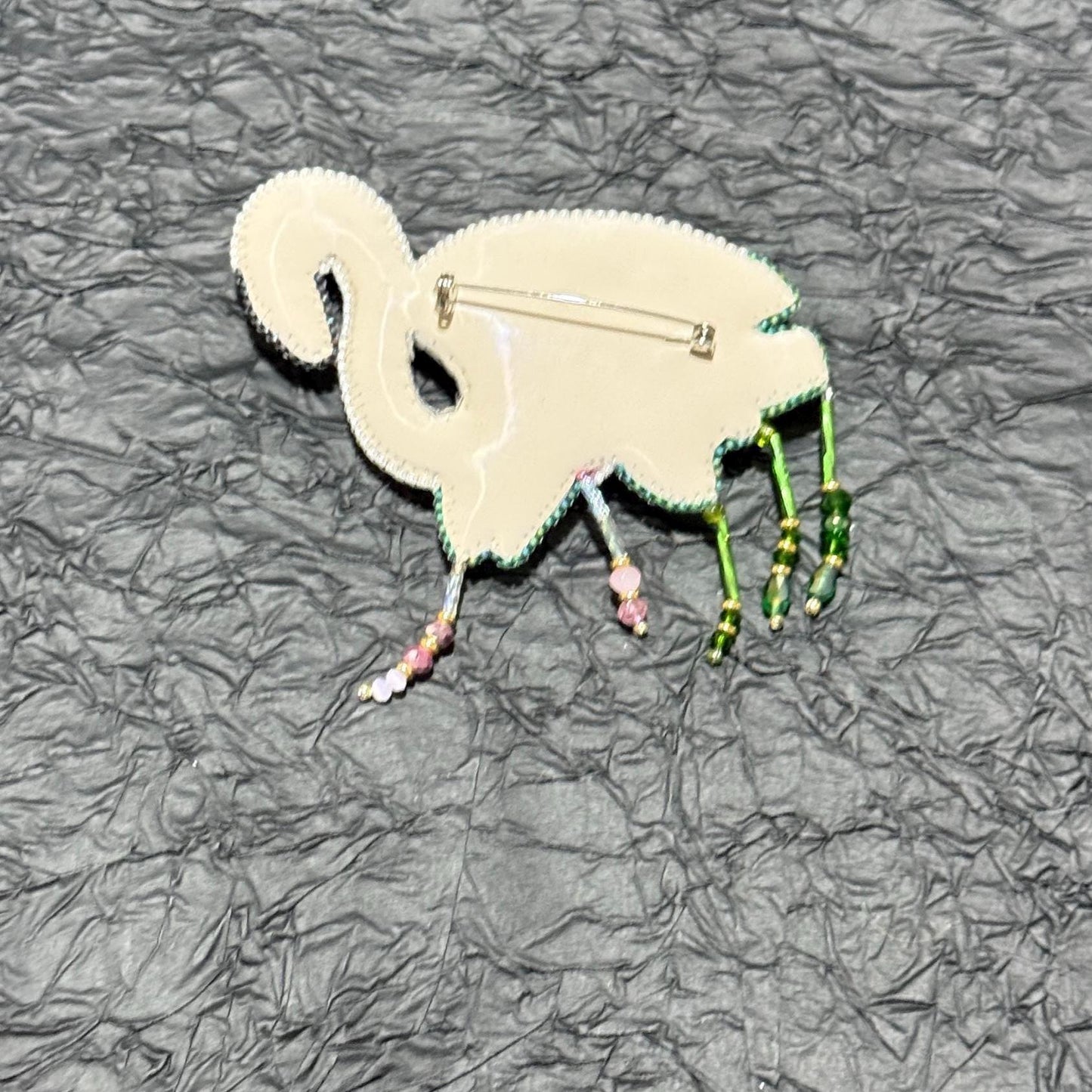 Handmade Beaded Flamingo Brooch: Pink Bird Pin, Tropical Jewelry