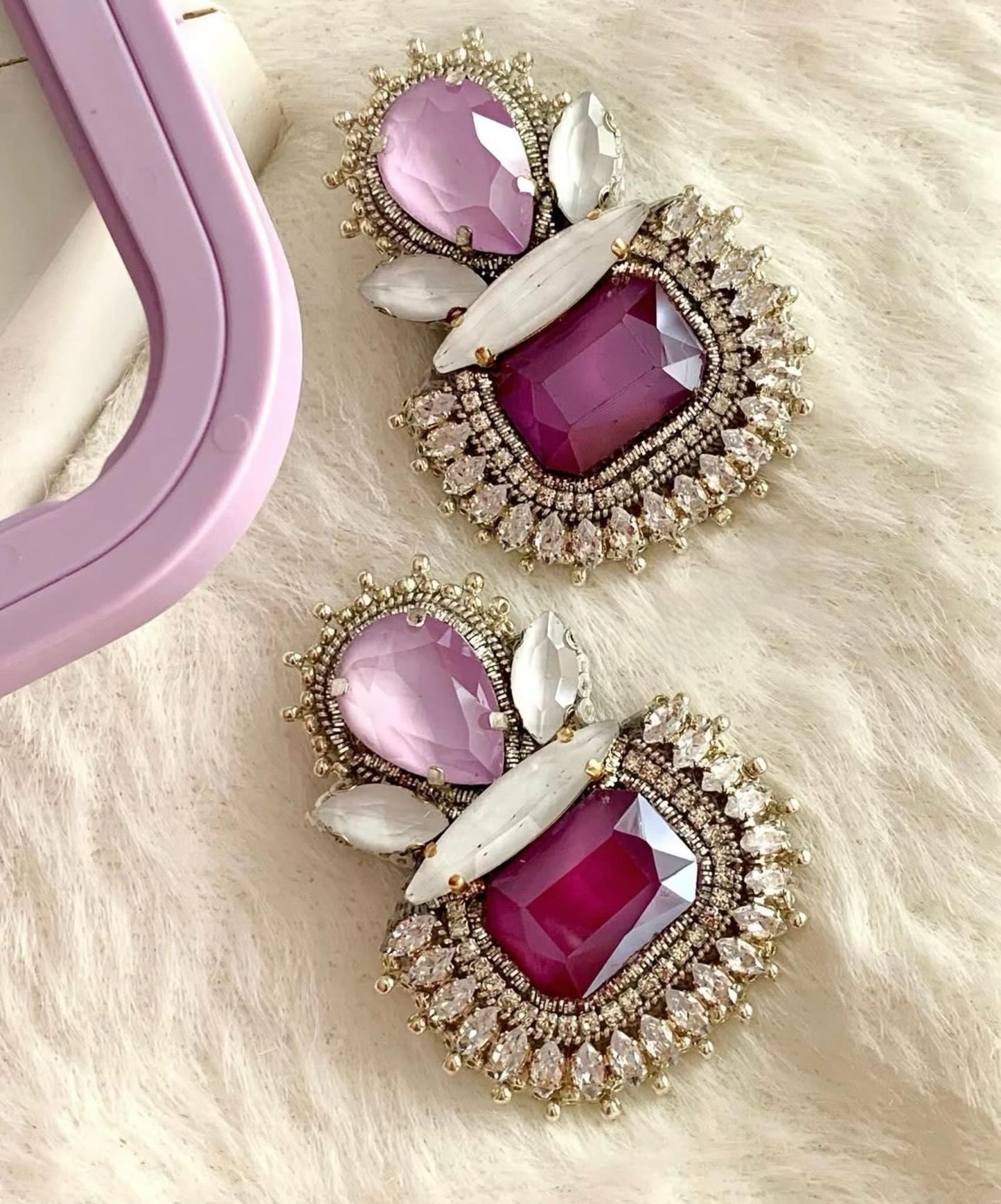 Handmade Purple Gemstone Drop Earrings: Bridal Statement Jewelry