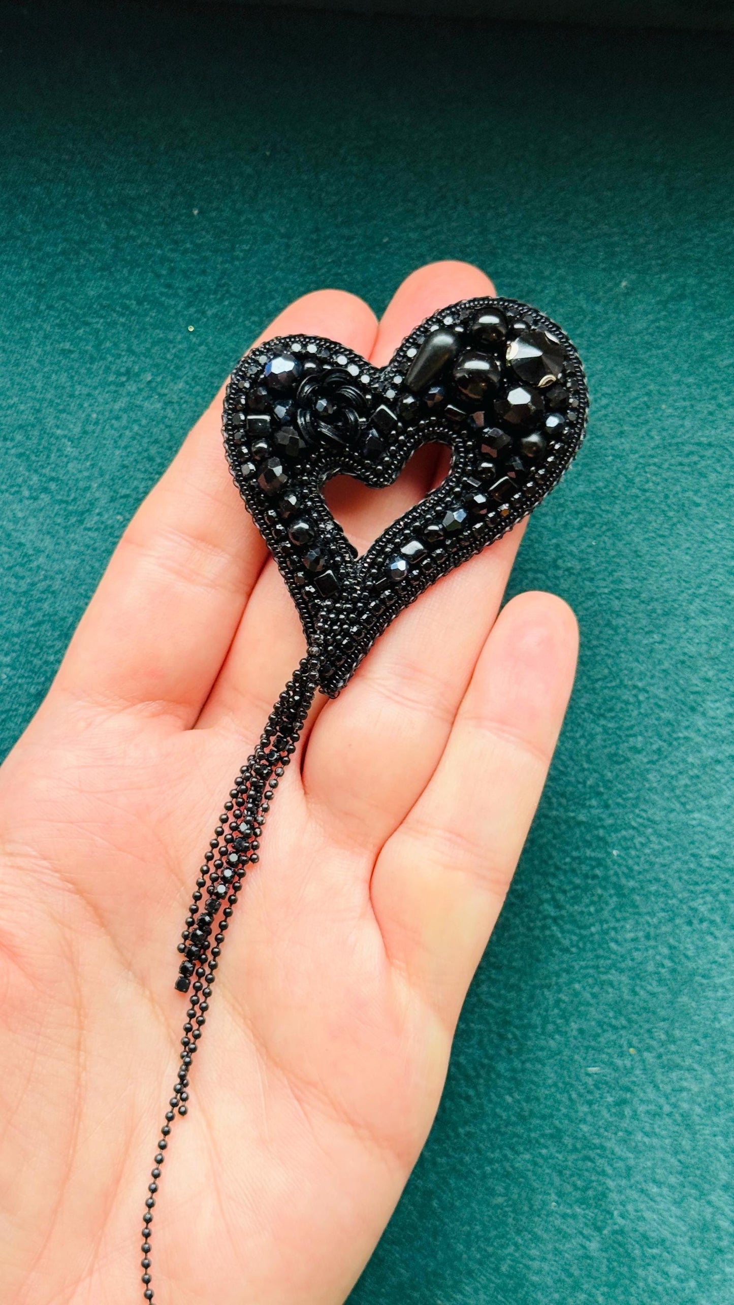 Handmade Beaded Heart Brooch: Romantic Valentine's Day Pin