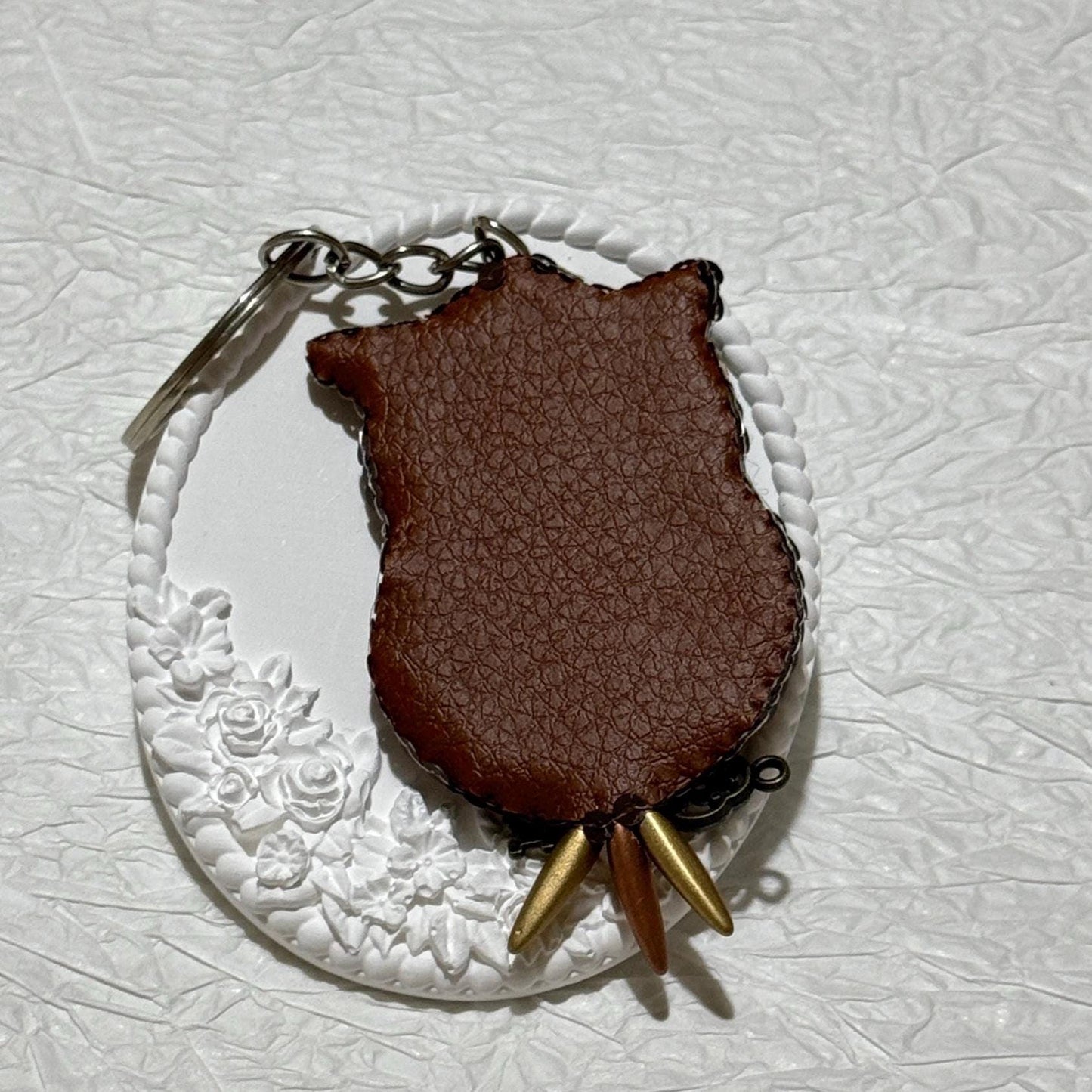 Handmade Beaded Owl Keychain: Pearl & Crystal Bag Charm