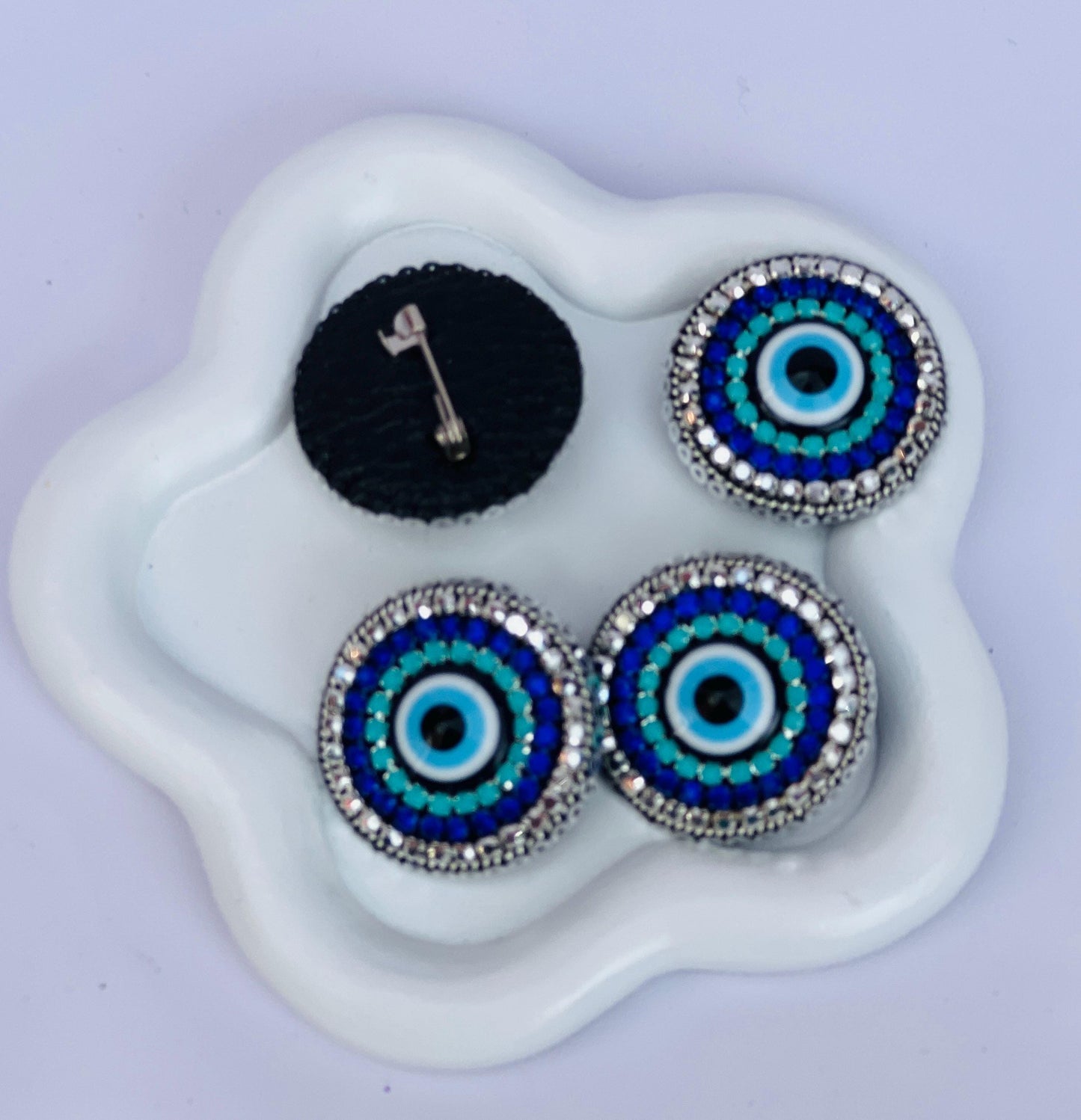 Handmade Blue Evil Eye Brooch: Beaded Amulet Pin