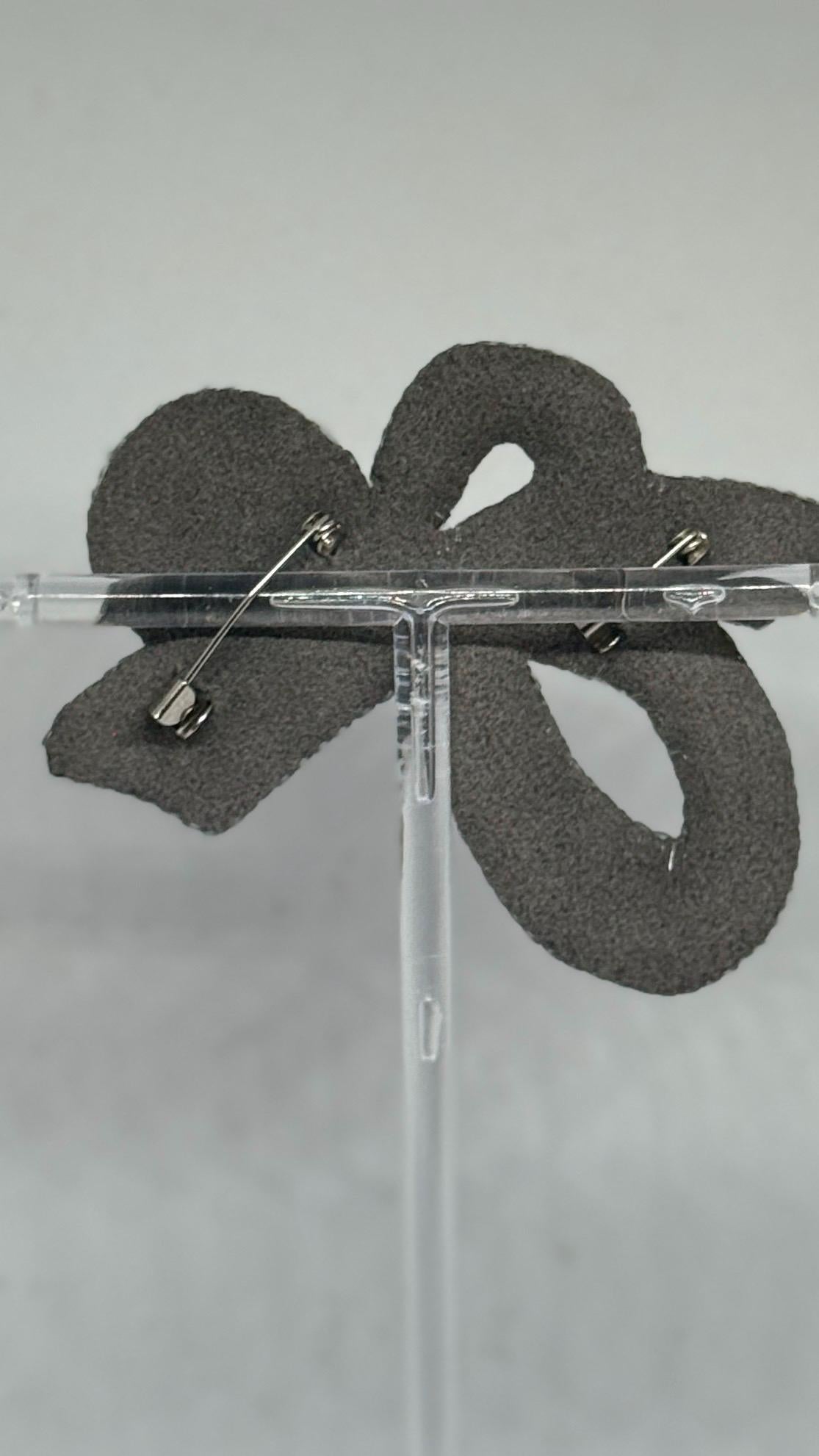 Handmade Crystal Bow Brooch: Beaded Pearl Silver Statement Pin