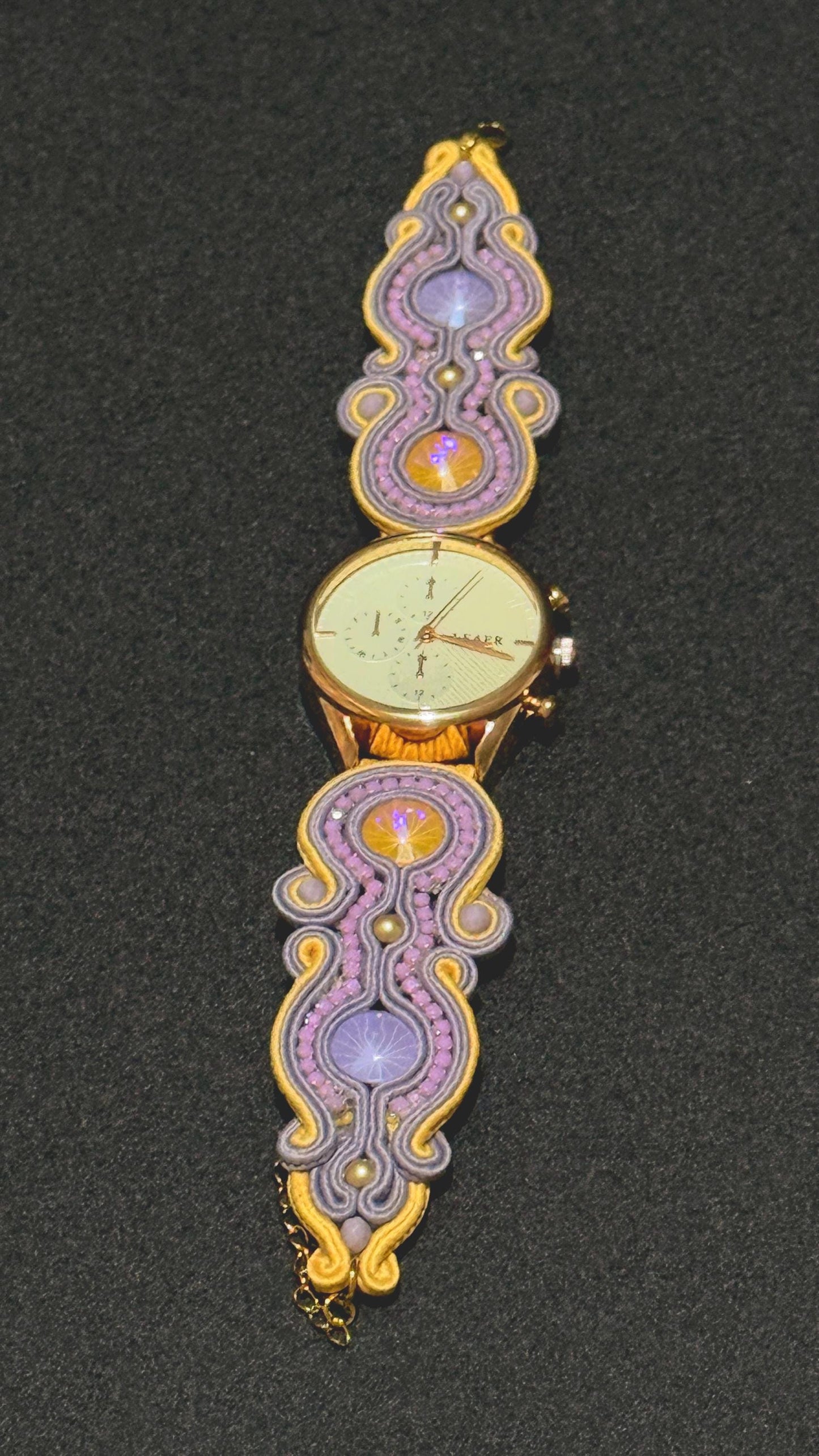 Handmade Soutache Watch: Beaded Crystal Embroidered Wristwatch