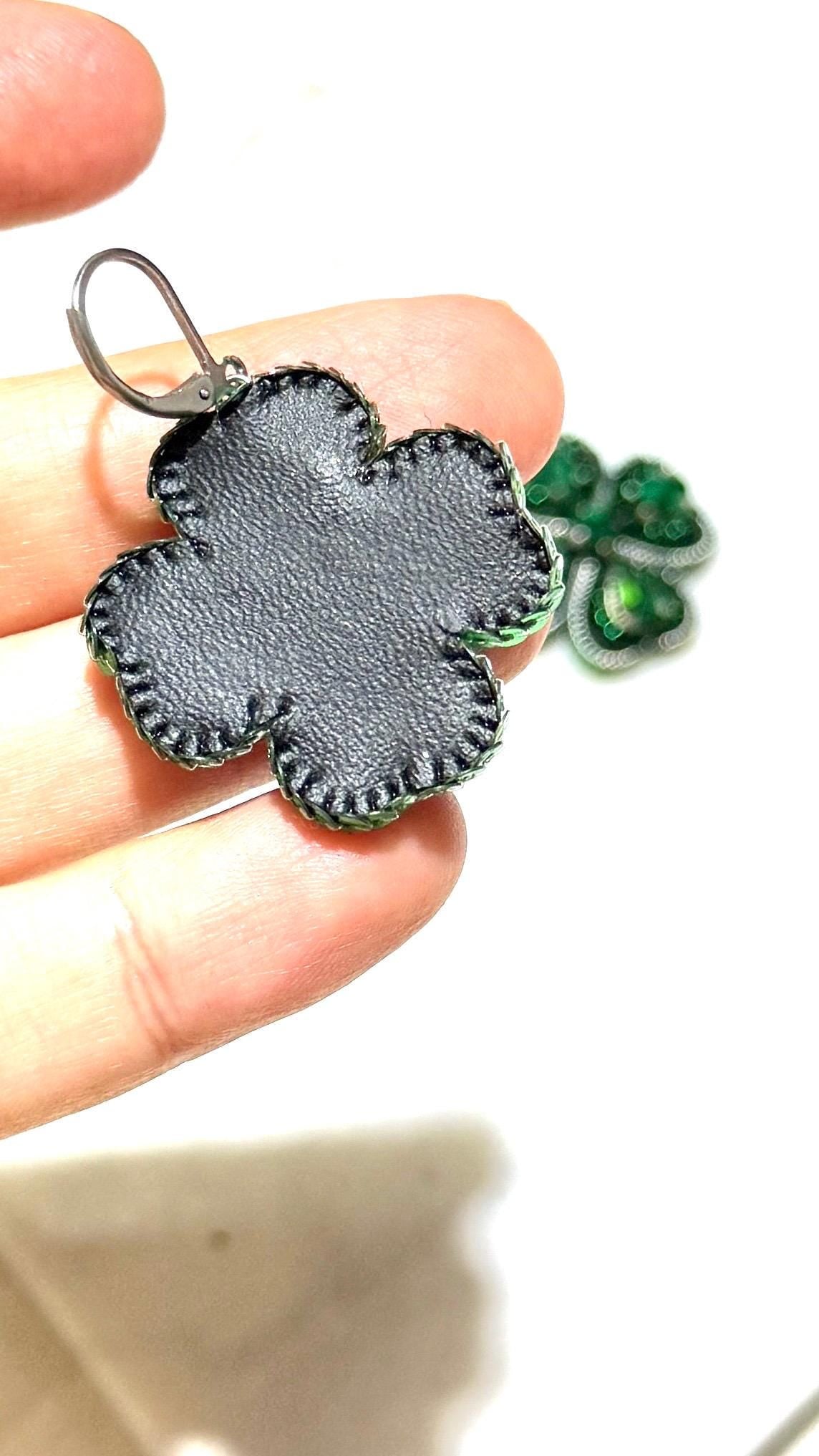 Handmade Beaded Four-Leaf Clover Earrings: Lucky St. Patrick's Day Jewelry