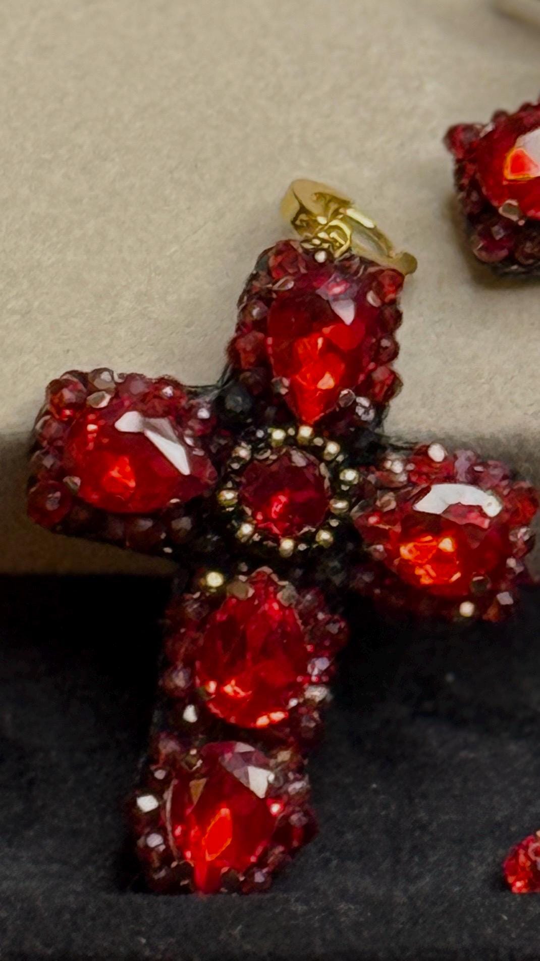 Handmade Red Crystal Cross Earrings: Gothic Religious Jewelry