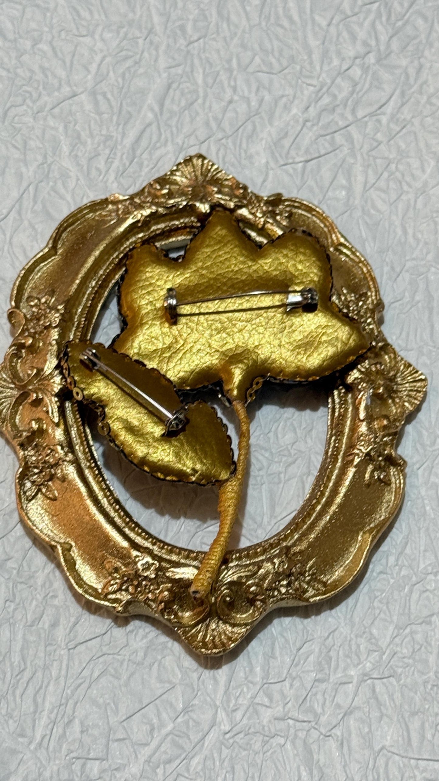 Handmade Blue Lotus Brooch: Beaded Floral Pin with Gold Frame