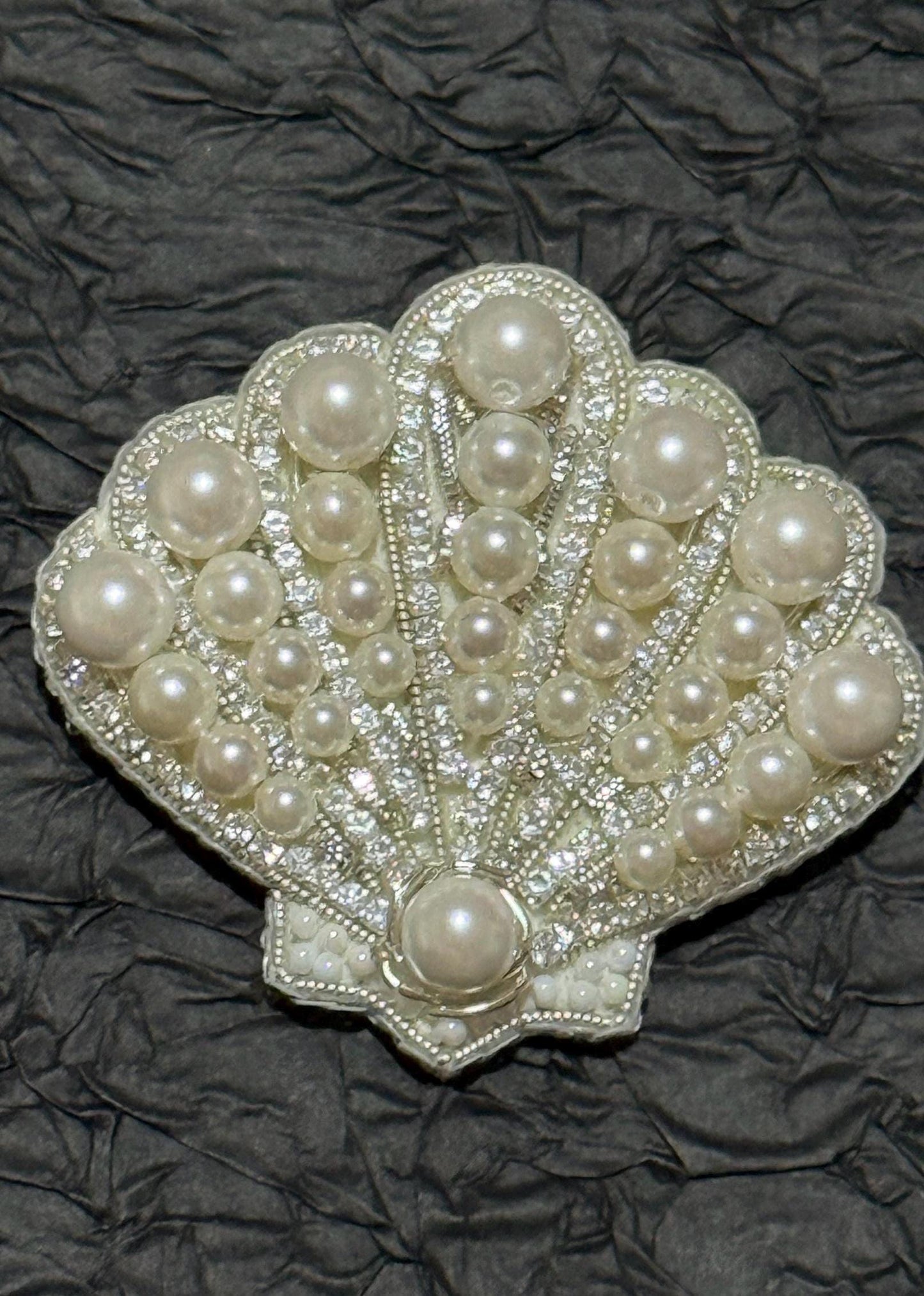 Handmade Pearl Shell Brooch: Beaded Bridal Pin, Sea-Inspired Jewelry