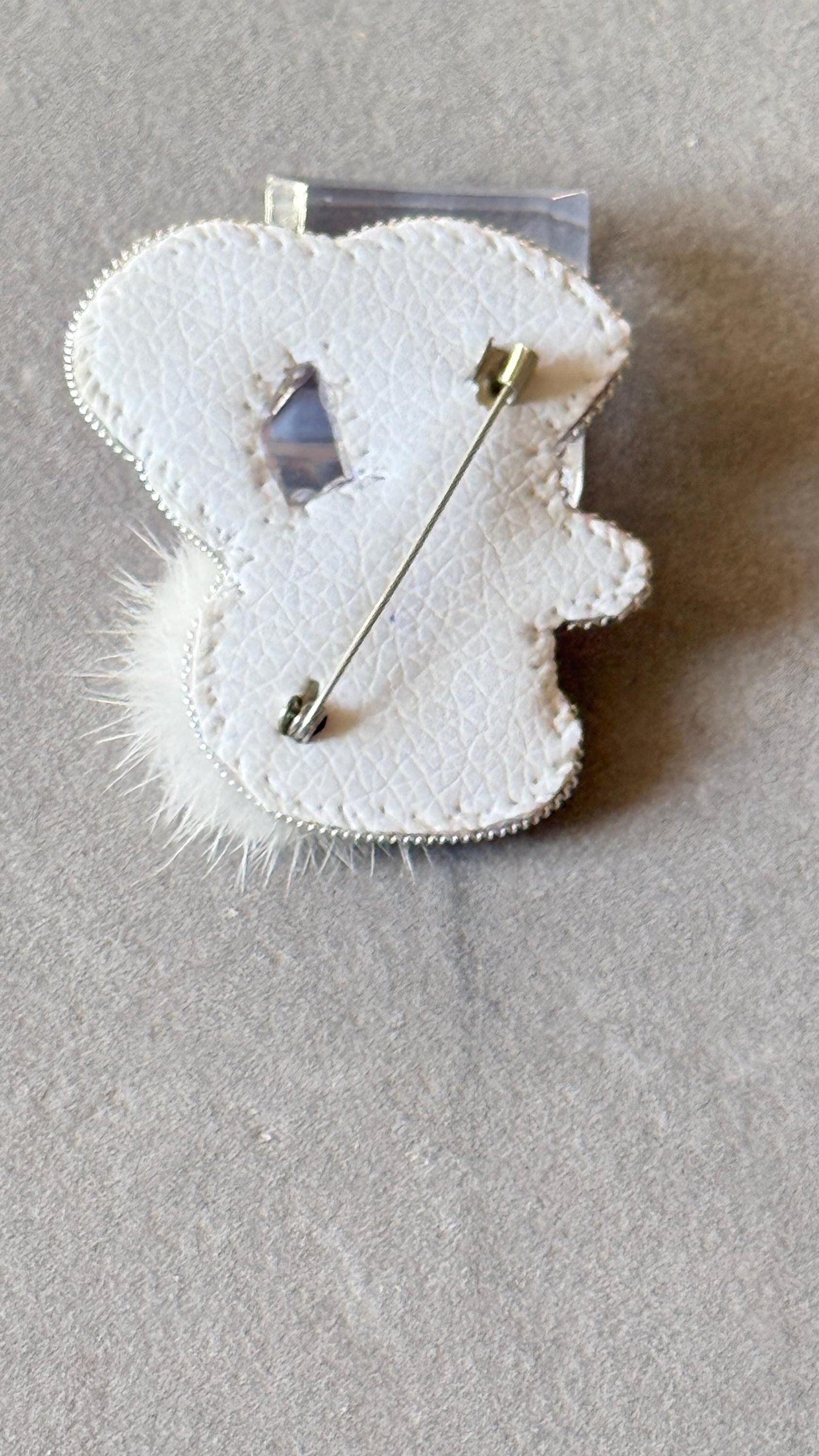 Handmade Beaded Bunny Brooch: Pink Rabbit Pin with Faux Fur Tail