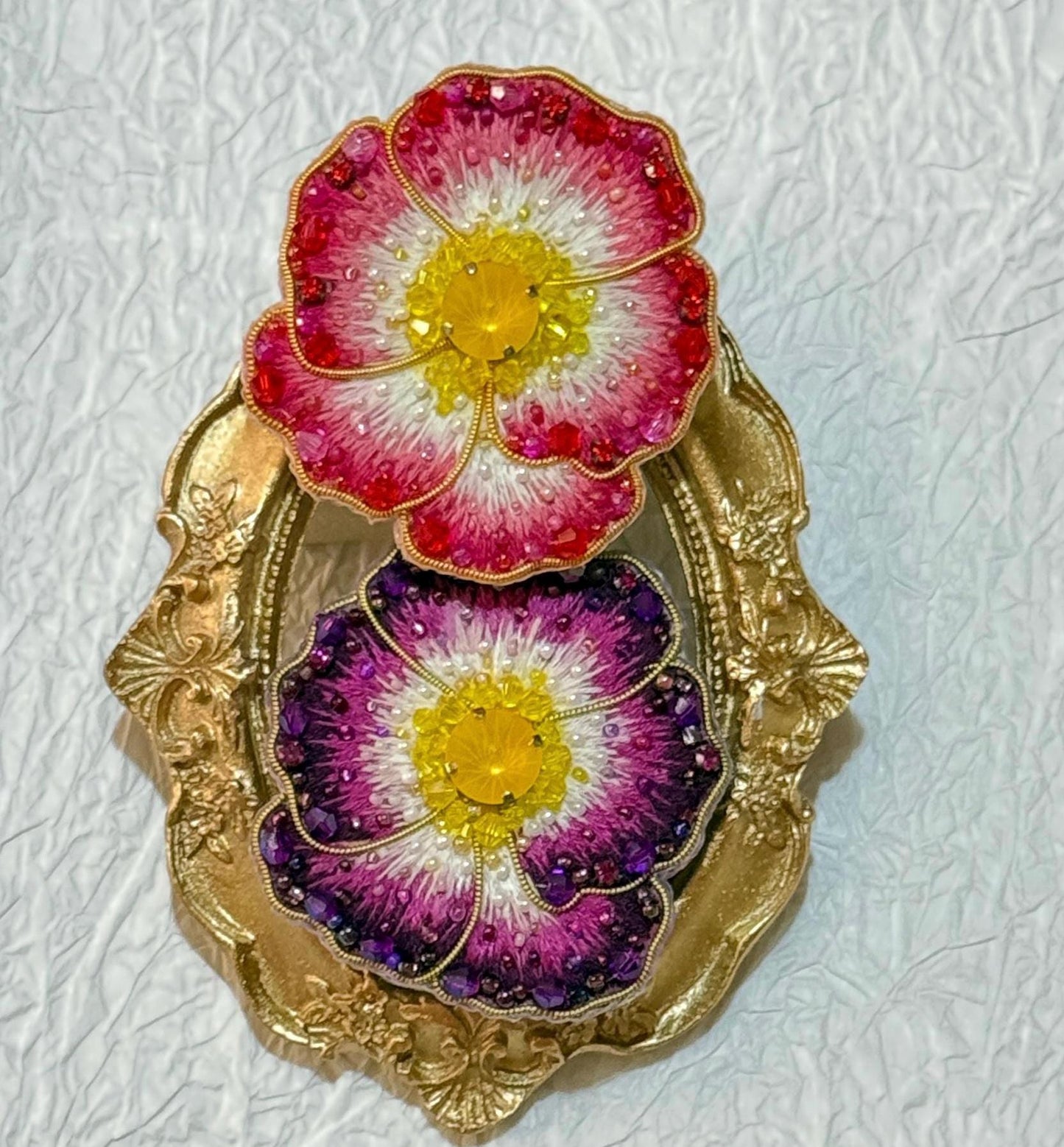 Handmade Beaded Pansy Brooch: Colorful Beadwork Flower Pin