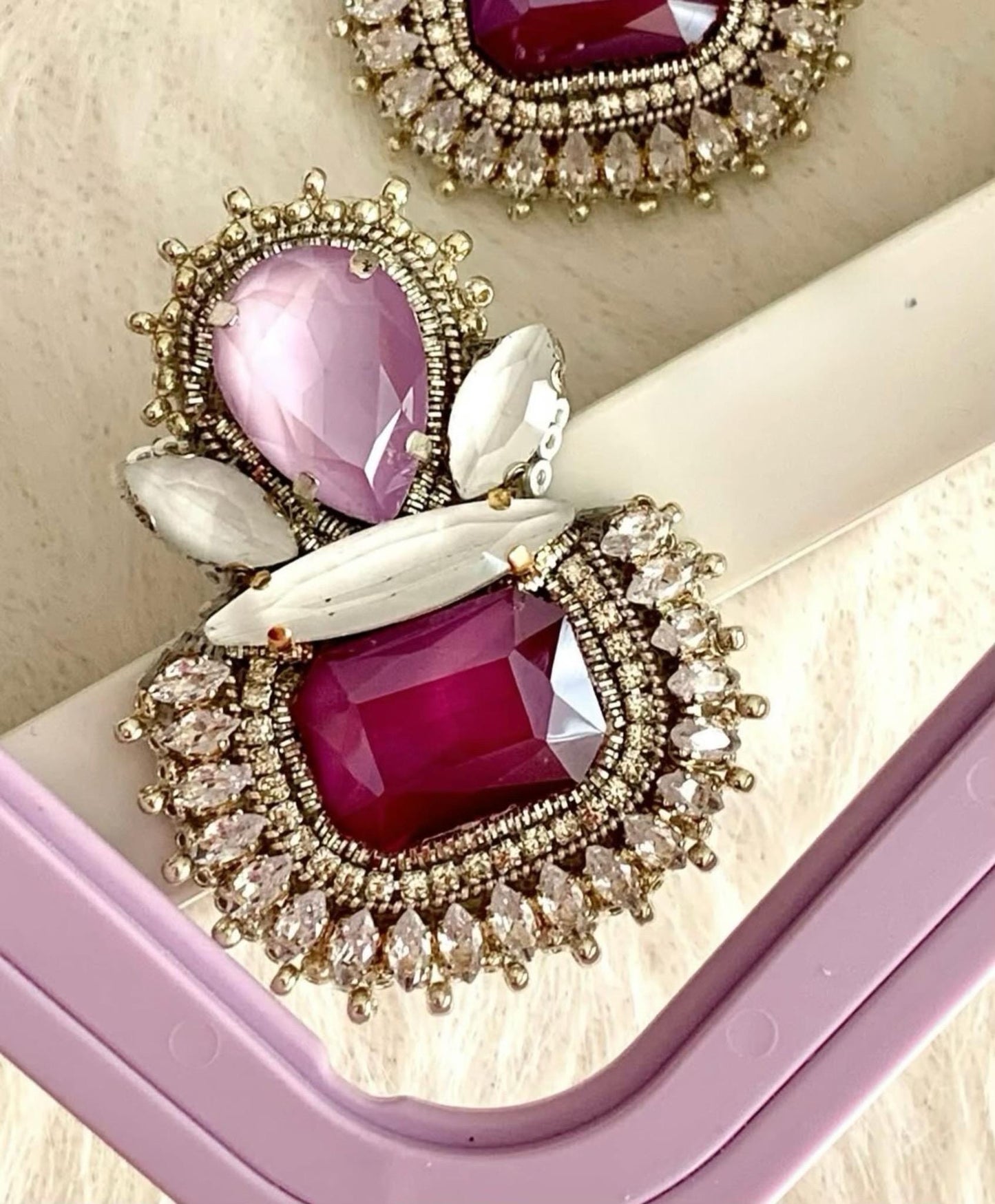 Handmade Purple Gemstone Drop Earrings: Bridal Statement Jewelry