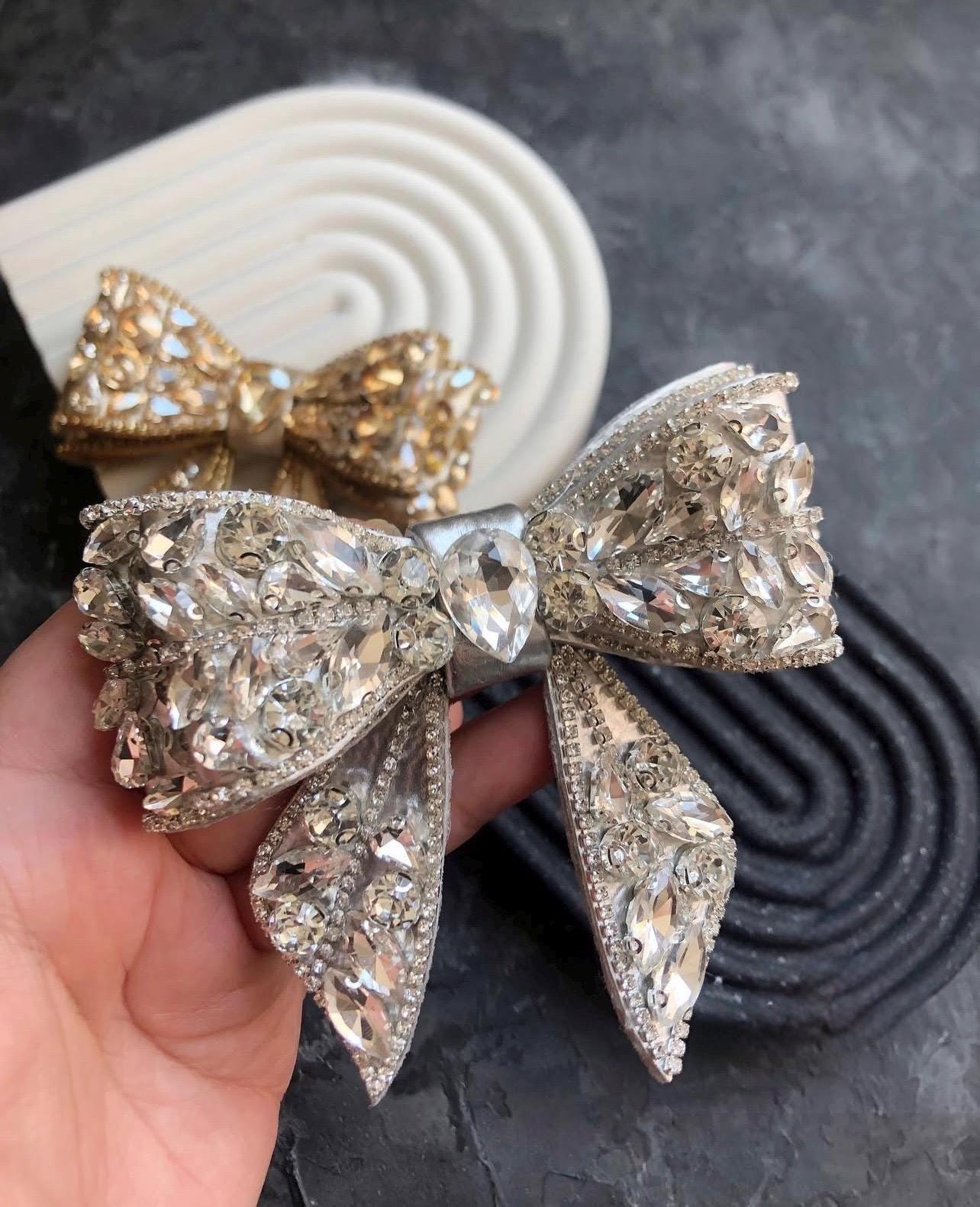Crystal Bow Brooch for Women | Rhinestone Bridal Pin | Elegant Statement Accessory