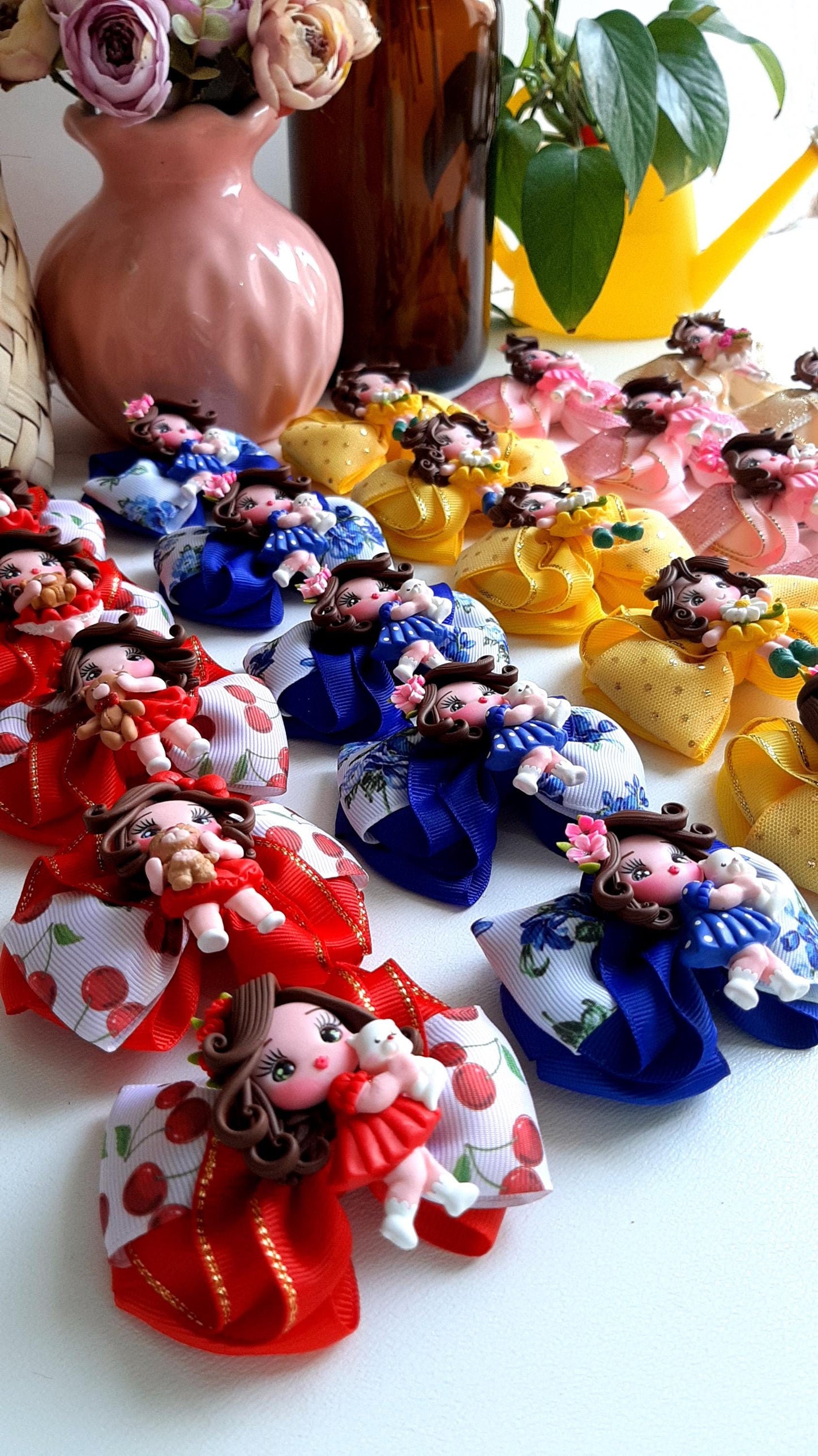 Handmade Hair Bow Clip: Polymer Clay Figurine, Girls Hair Accessory