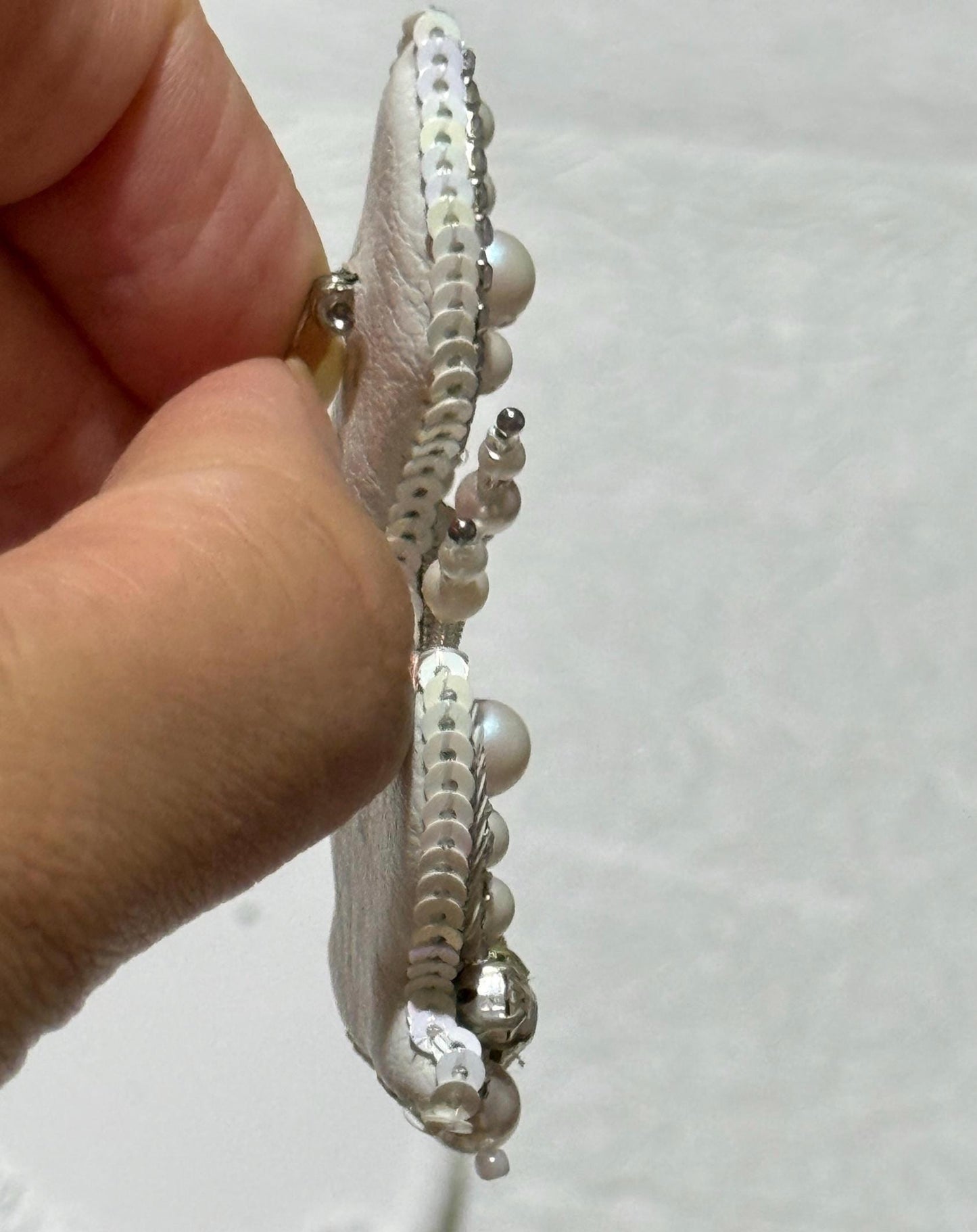 Handmade Beaded Feather Brooch: Pearl & Crystal Wedding Pin