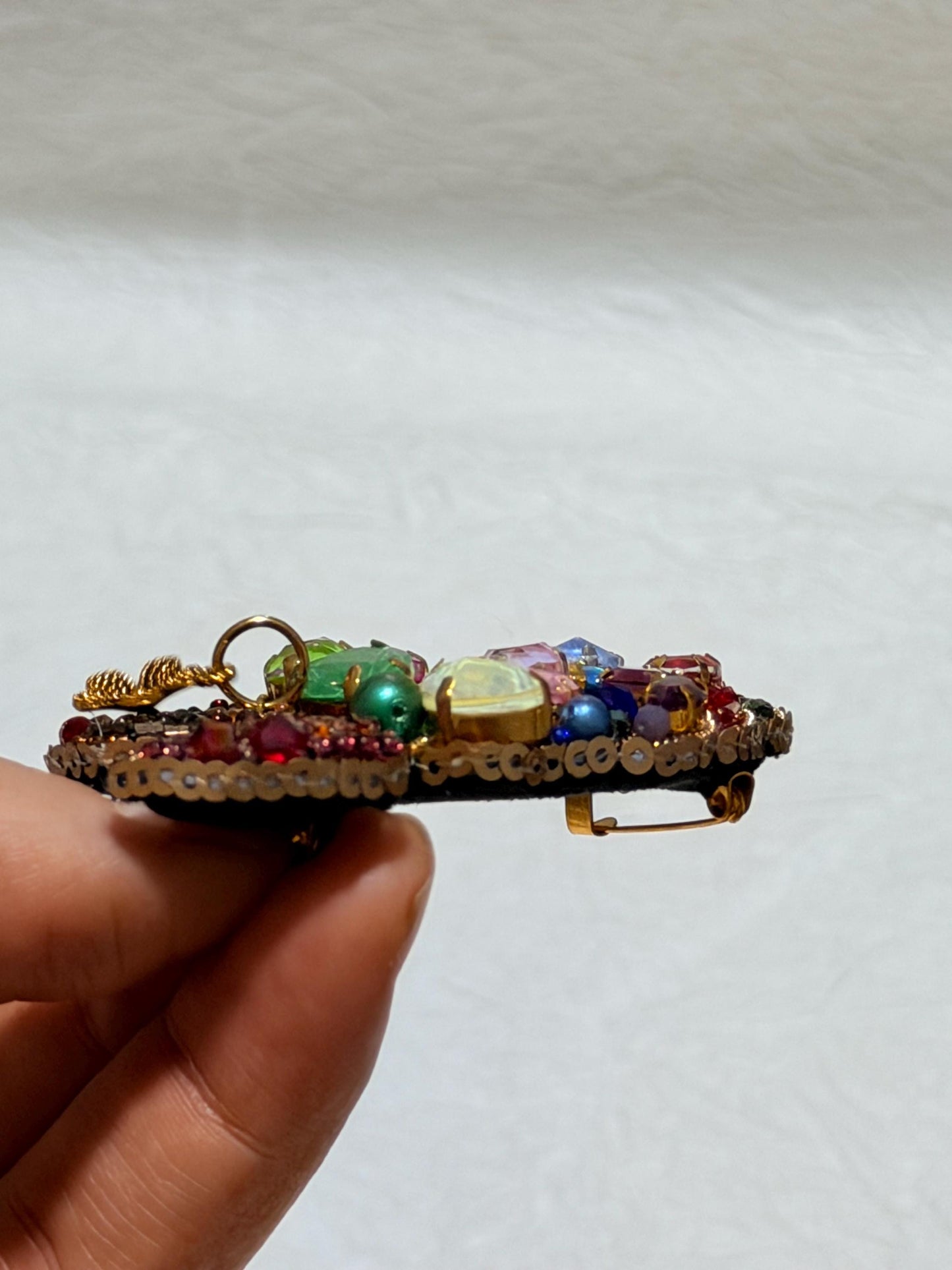 Handmade Beaded African Woman Brooch – Crystal Pearl Statement Pin