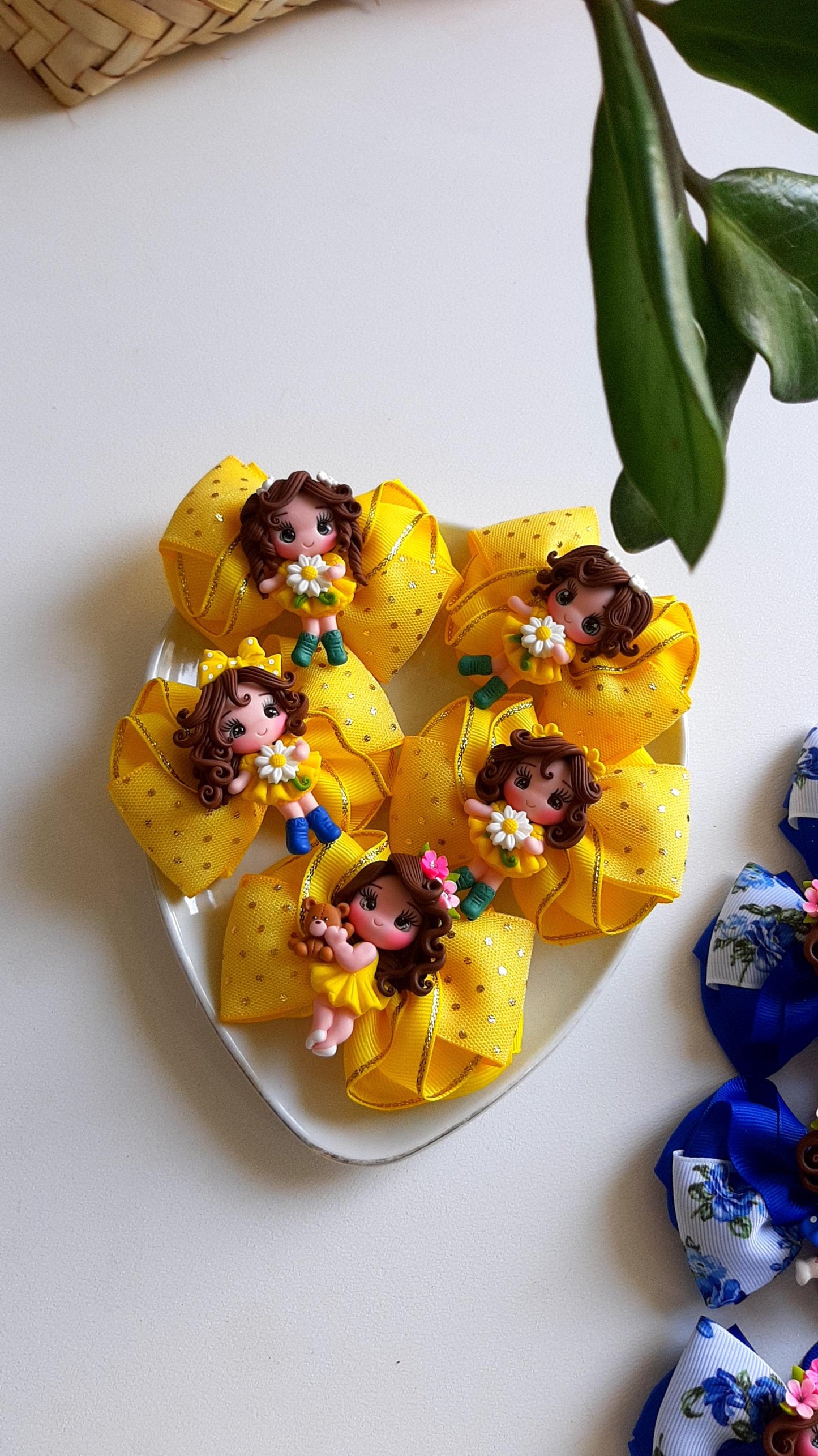 Handmade Hair Bow Clip: Polymer Clay Figurine, Girls Hair Accessory