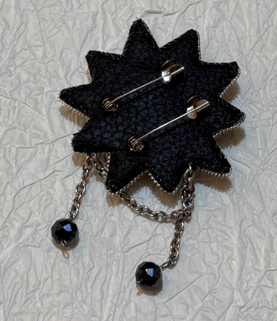 Handmade Blue Star Brooch: Crystal & Pearl Beaded Statement Jewelry