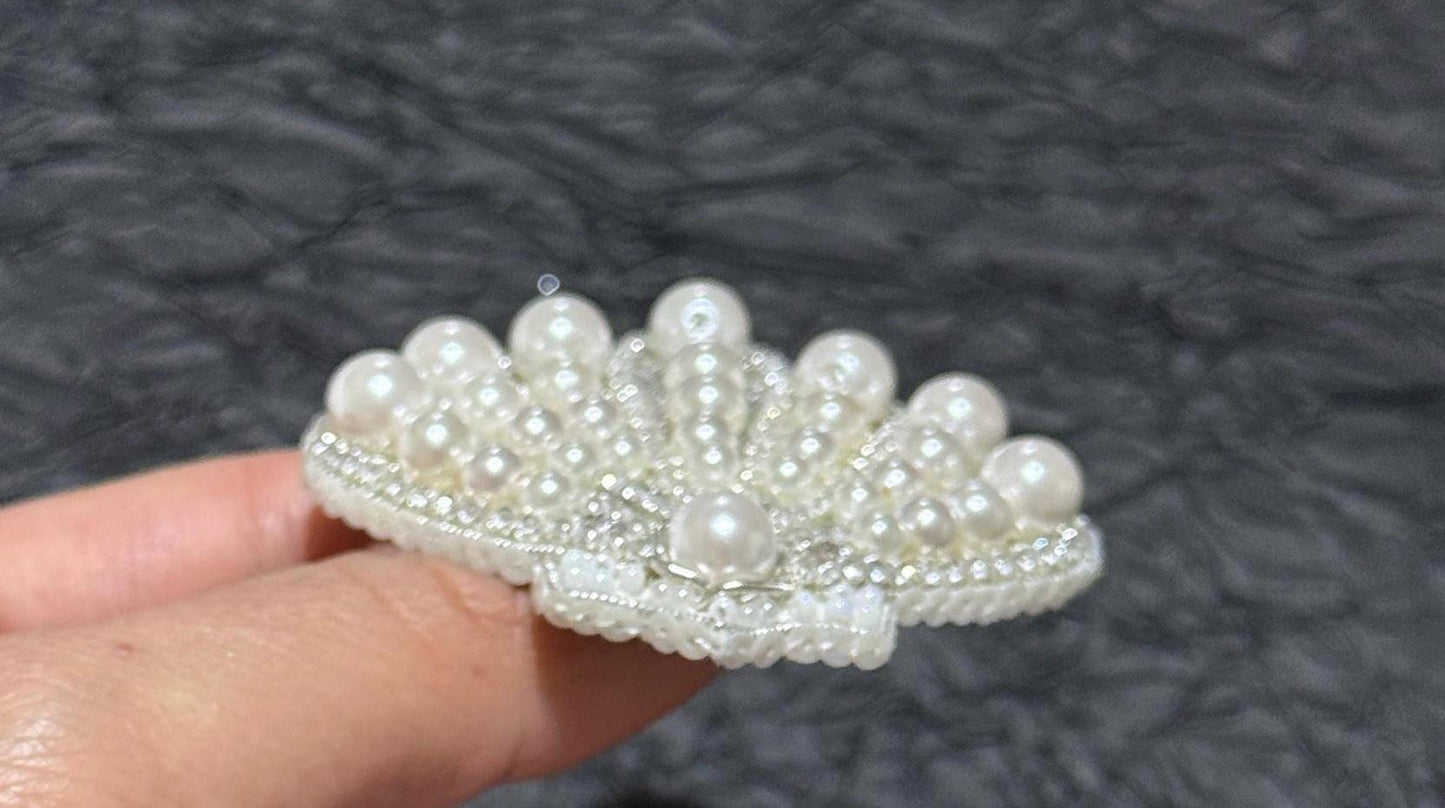 Handmade Pearl Shell Brooch: Beaded Bridal Pin, Sea-Inspired Jewelry