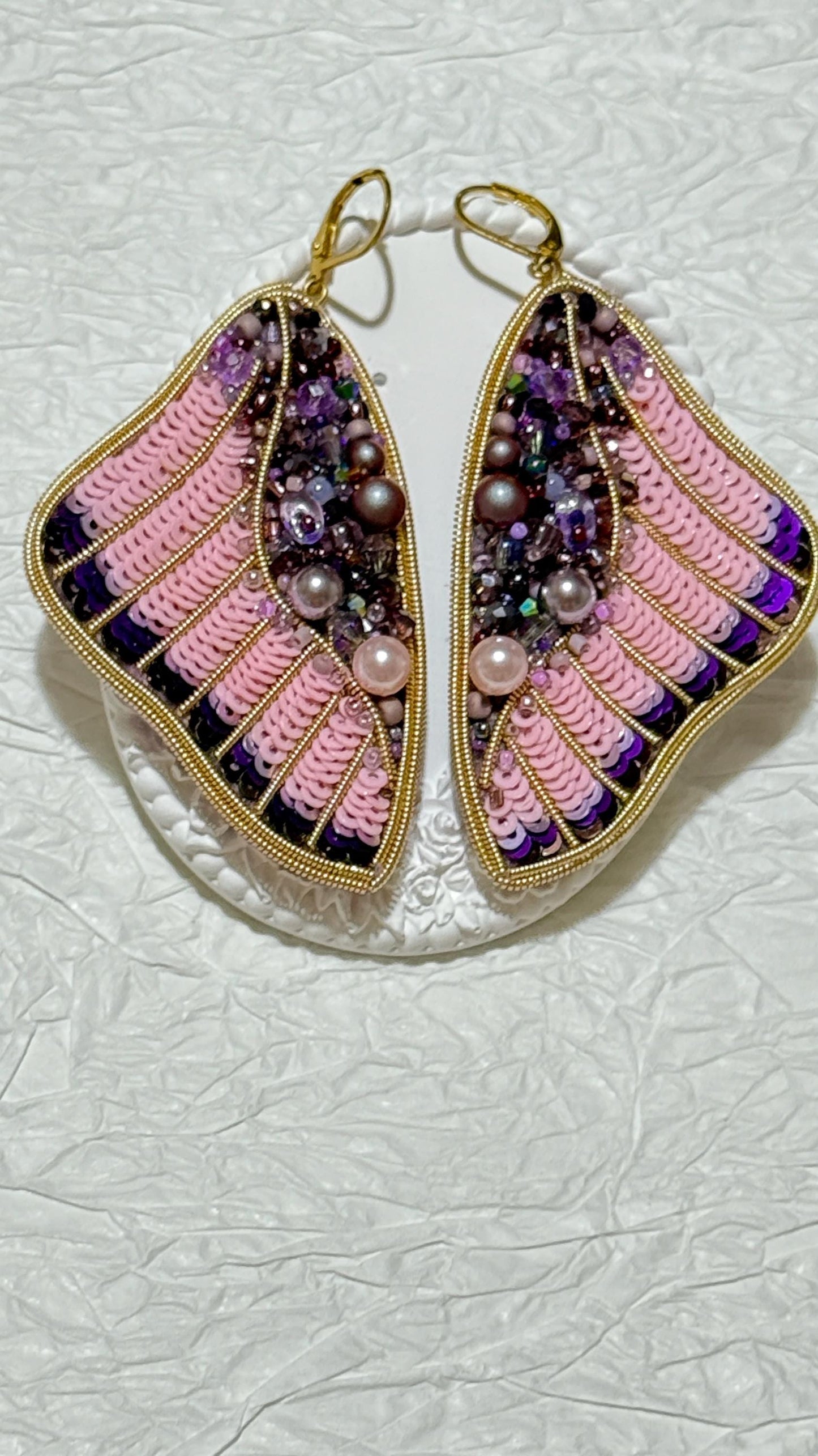 Handmade Beaded Sequin Earrings: Pearl Drop Statement Jewelry
