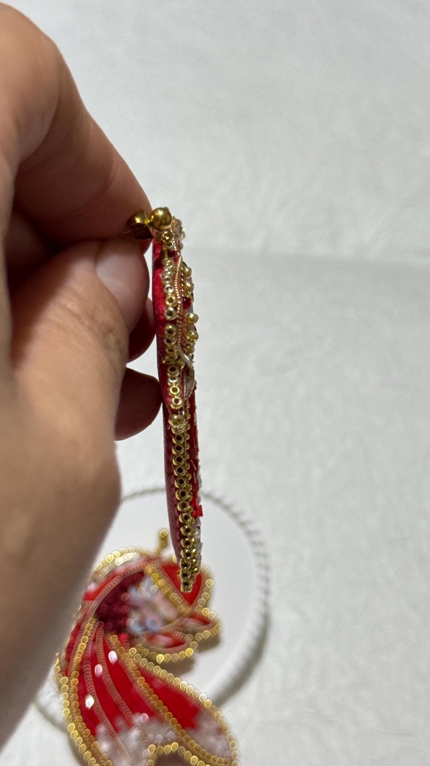 Handmade Beaded Goldfish Earrings: Red Sequin Statement Jewelry