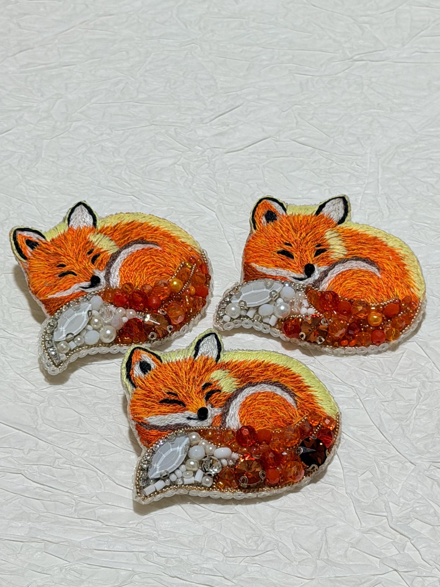 Handmade  Fox Brooch | Beaded & Embroidered Animal Pin