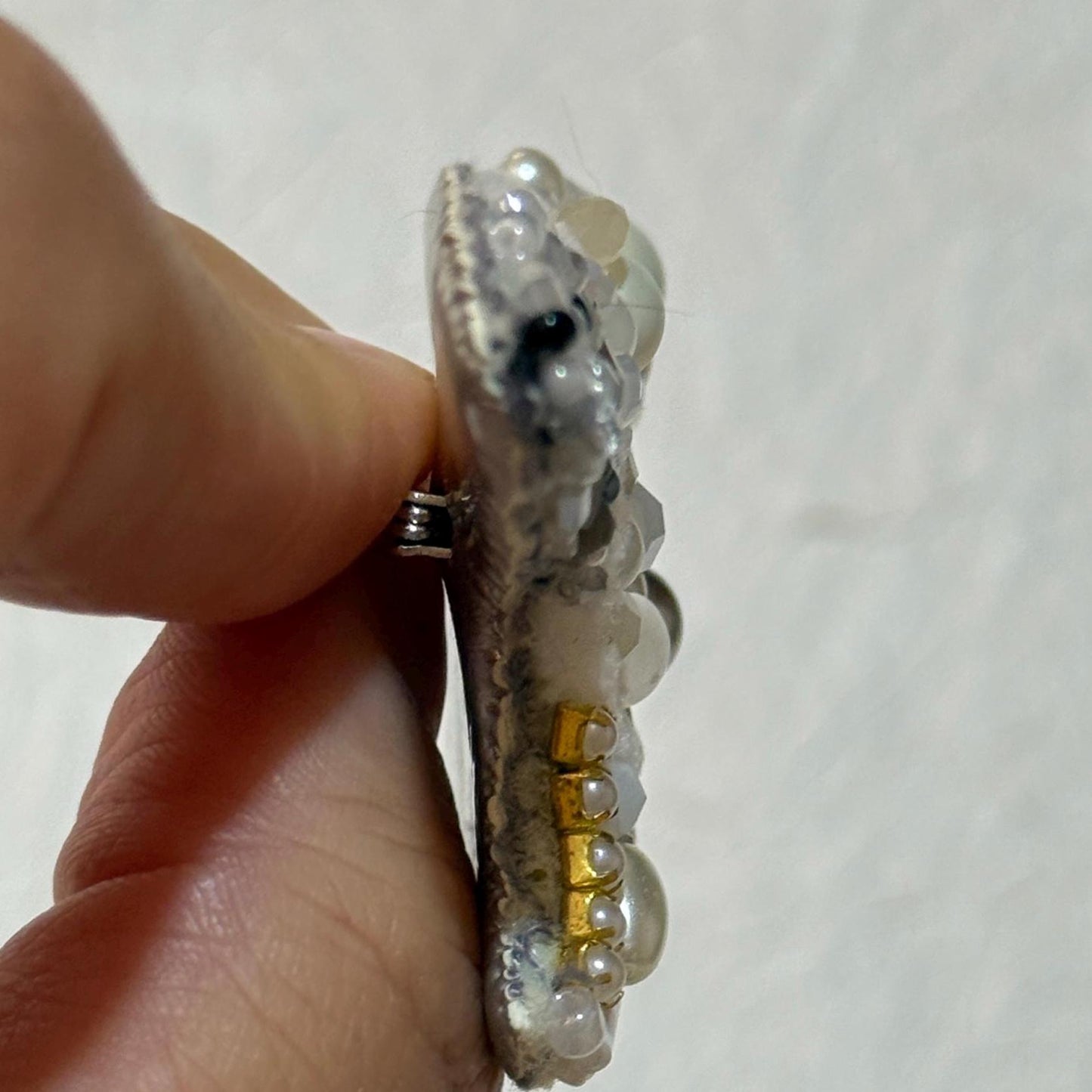 Handmade Polar Bear Brooch: Beaded Crystal Arctic Animal Jewelry
