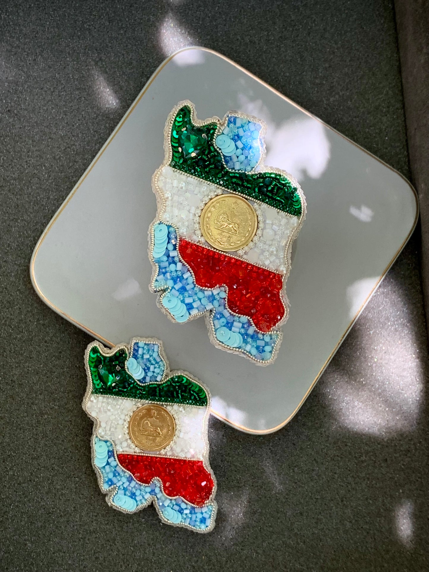Handmade Iran Flag Brooch