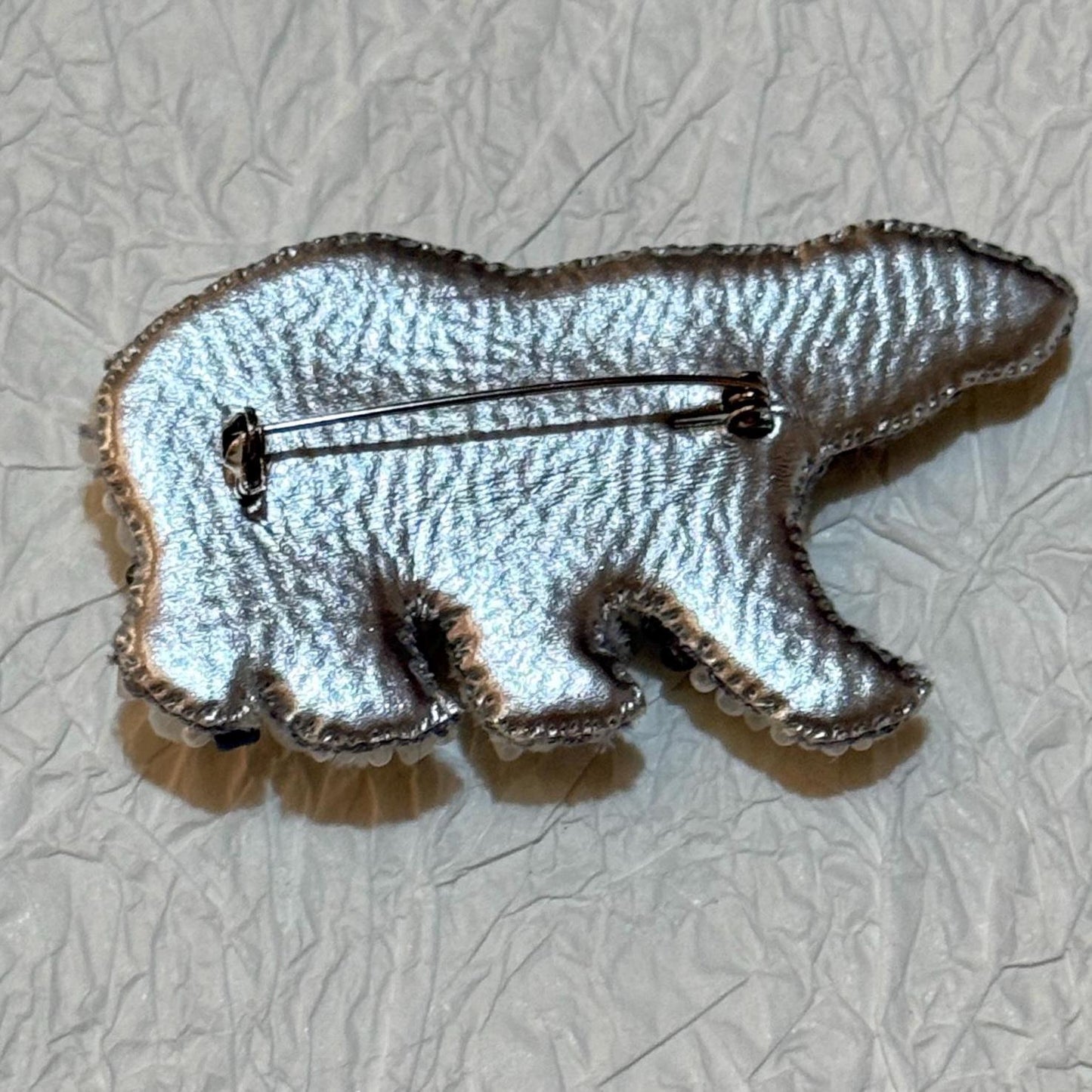 Handmade Polar Bear Brooch: Beaded Crystal Arctic Animal Jewelry