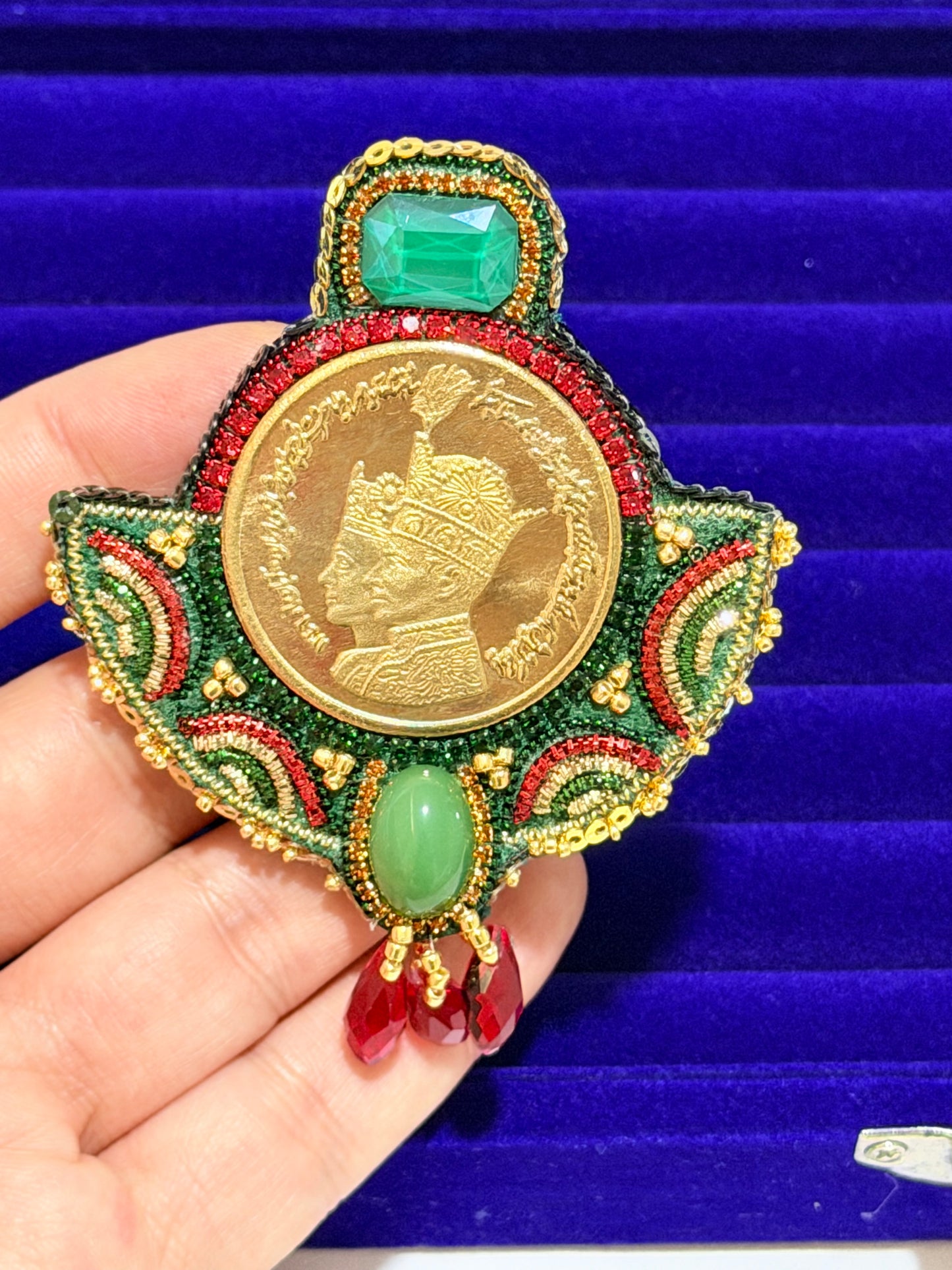 Handmade Royal Coin Embroidered Brooch