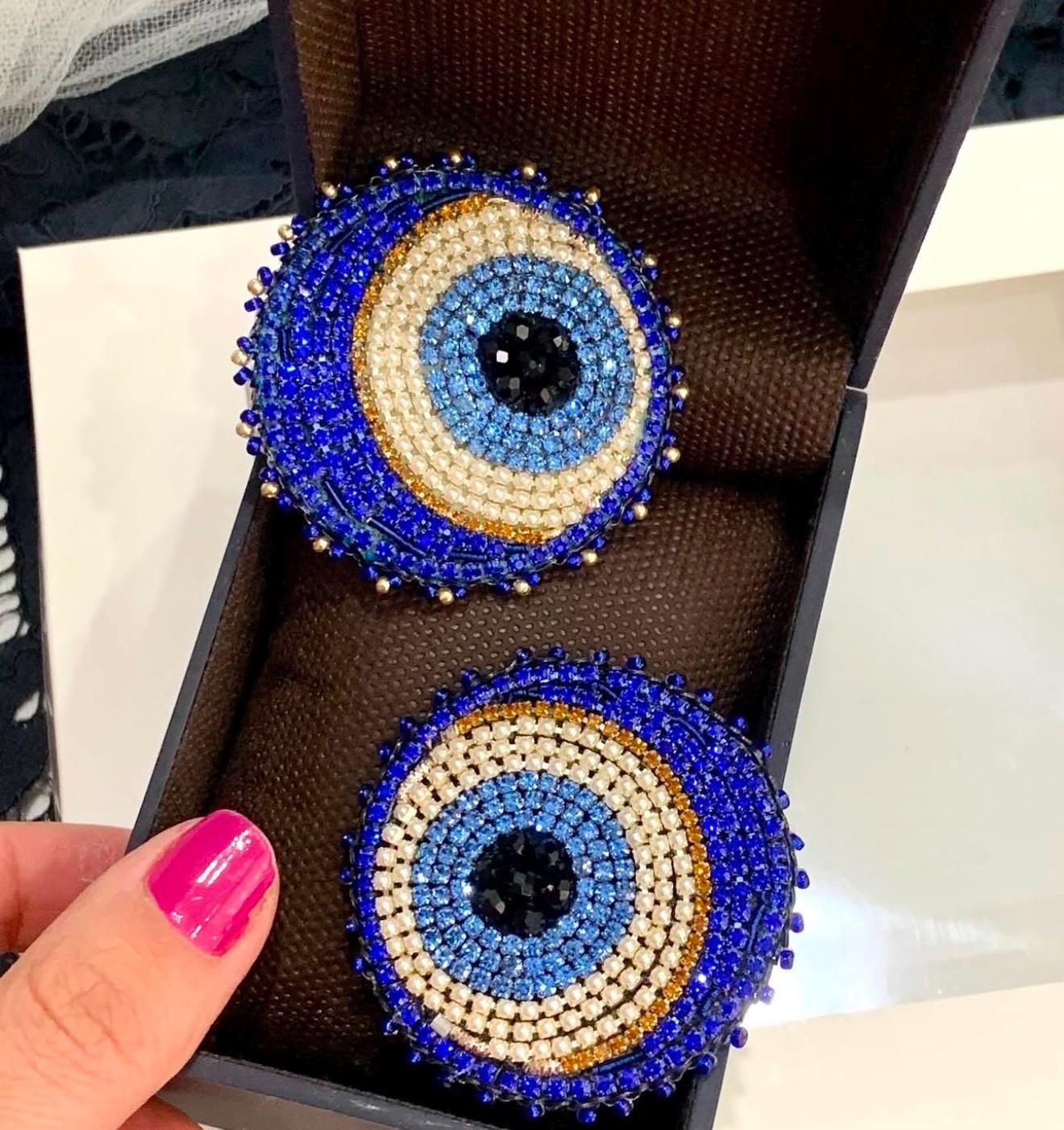 Handmade Evil Eye Hair Band | Beaded Elastic Hair Accessory