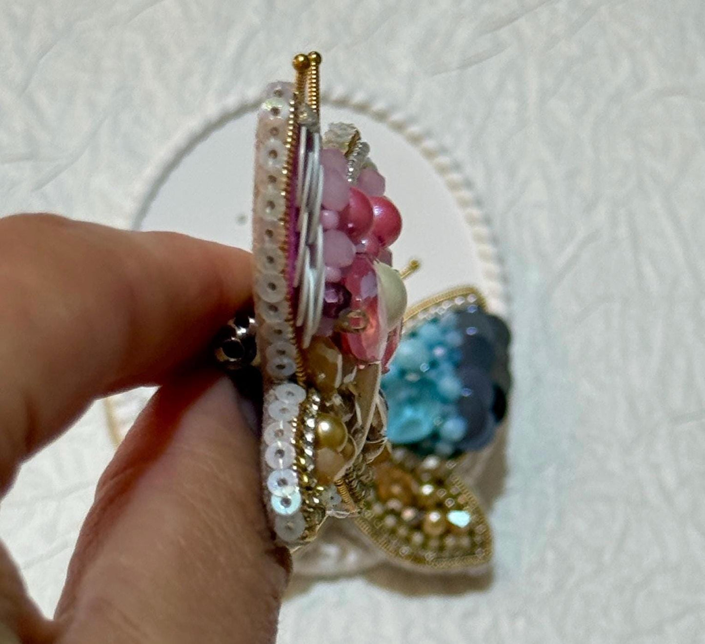 Handmade Beaded Butterfly Brooch: Embroidered Insect Pin