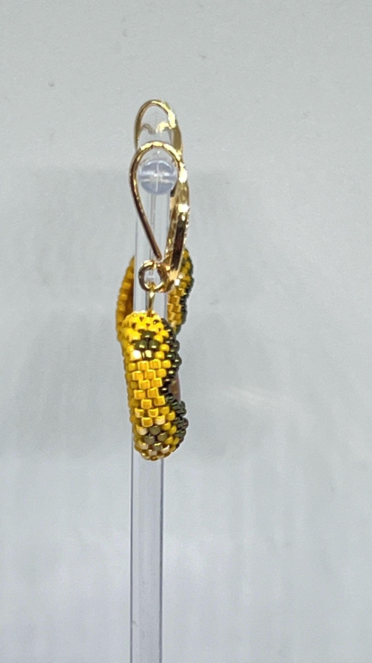 Elegant Yellow Garnet Earrings | Handmade Beaded Earrings | Statement Jewelry