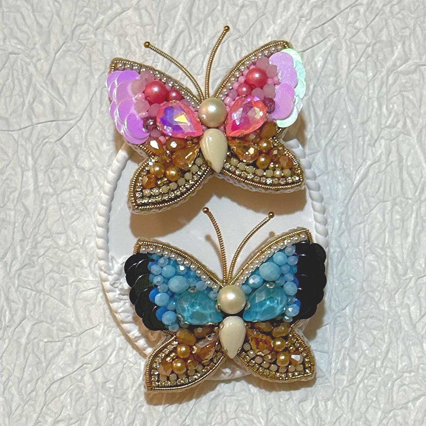 Handmade Beaded Butterfly Brooch: Embroidered Insect Pin