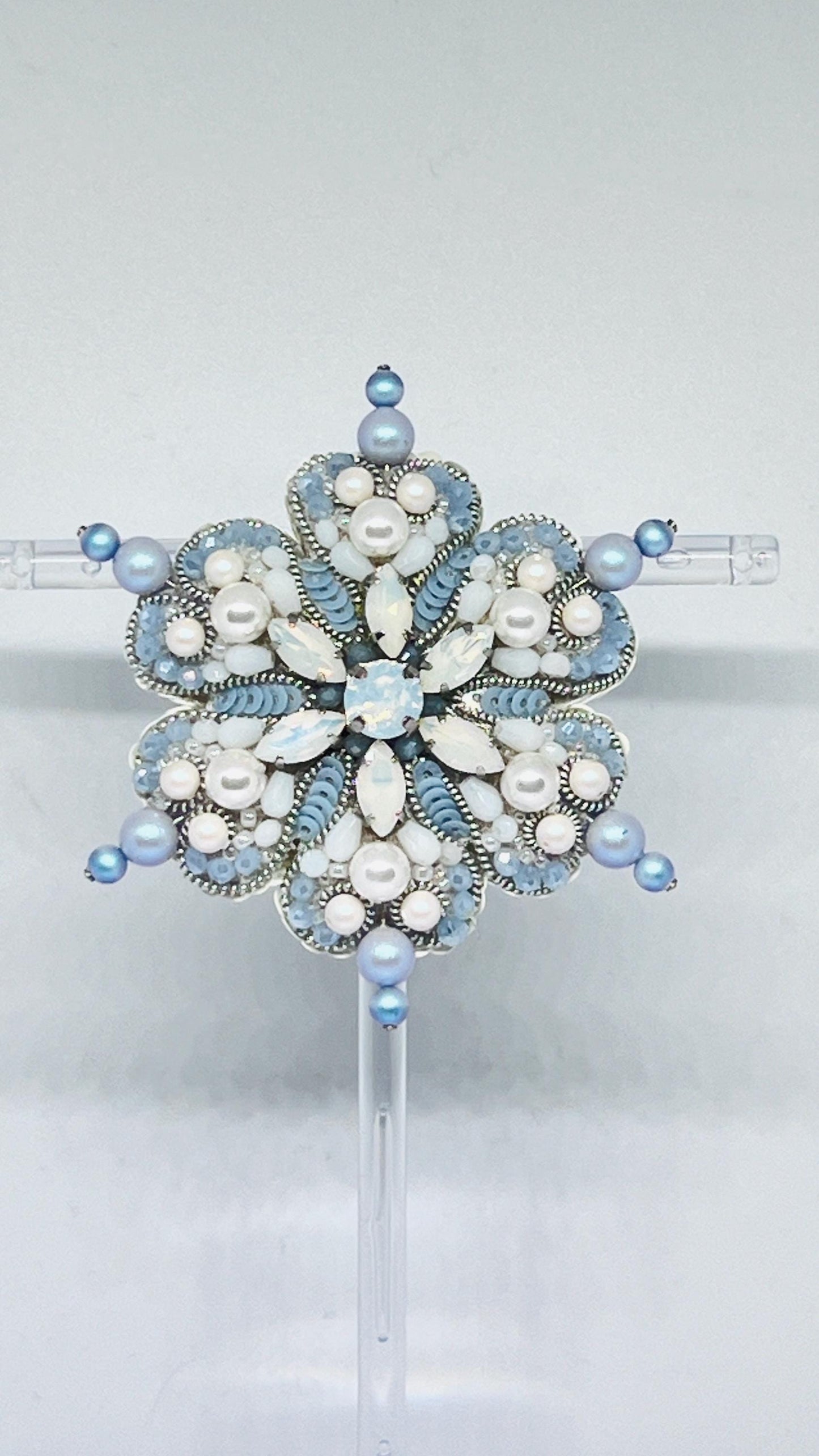 Handmade Crystal Snowflake Brooch - Elegant Winter Jewelry Accessory