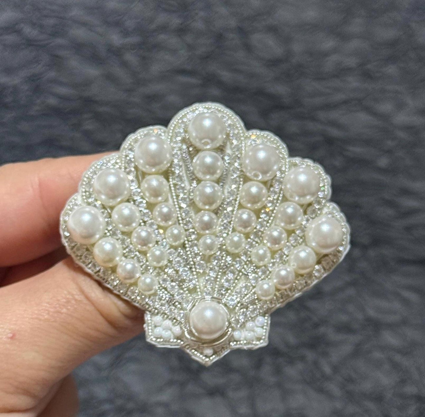 Handmade Pearl Shell Brooch: Beaded Bridal Pin, Sea-Inspired Jewelry