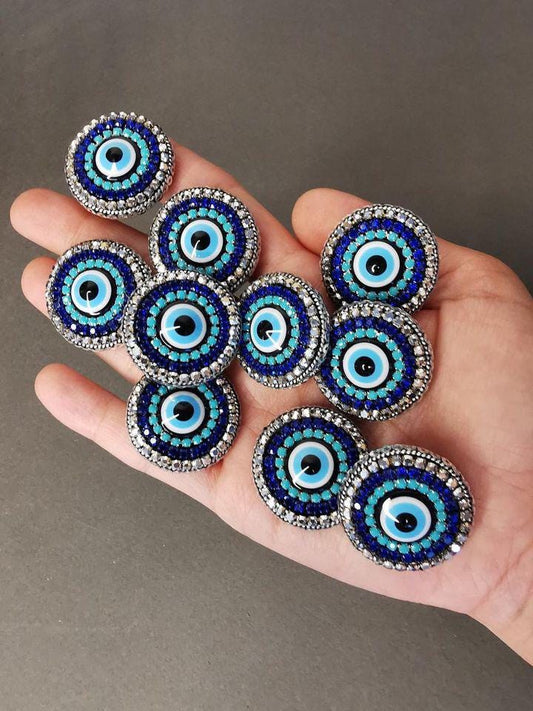 Handmade Blue Evil Eye Brooch: Beaded Amulet Pin