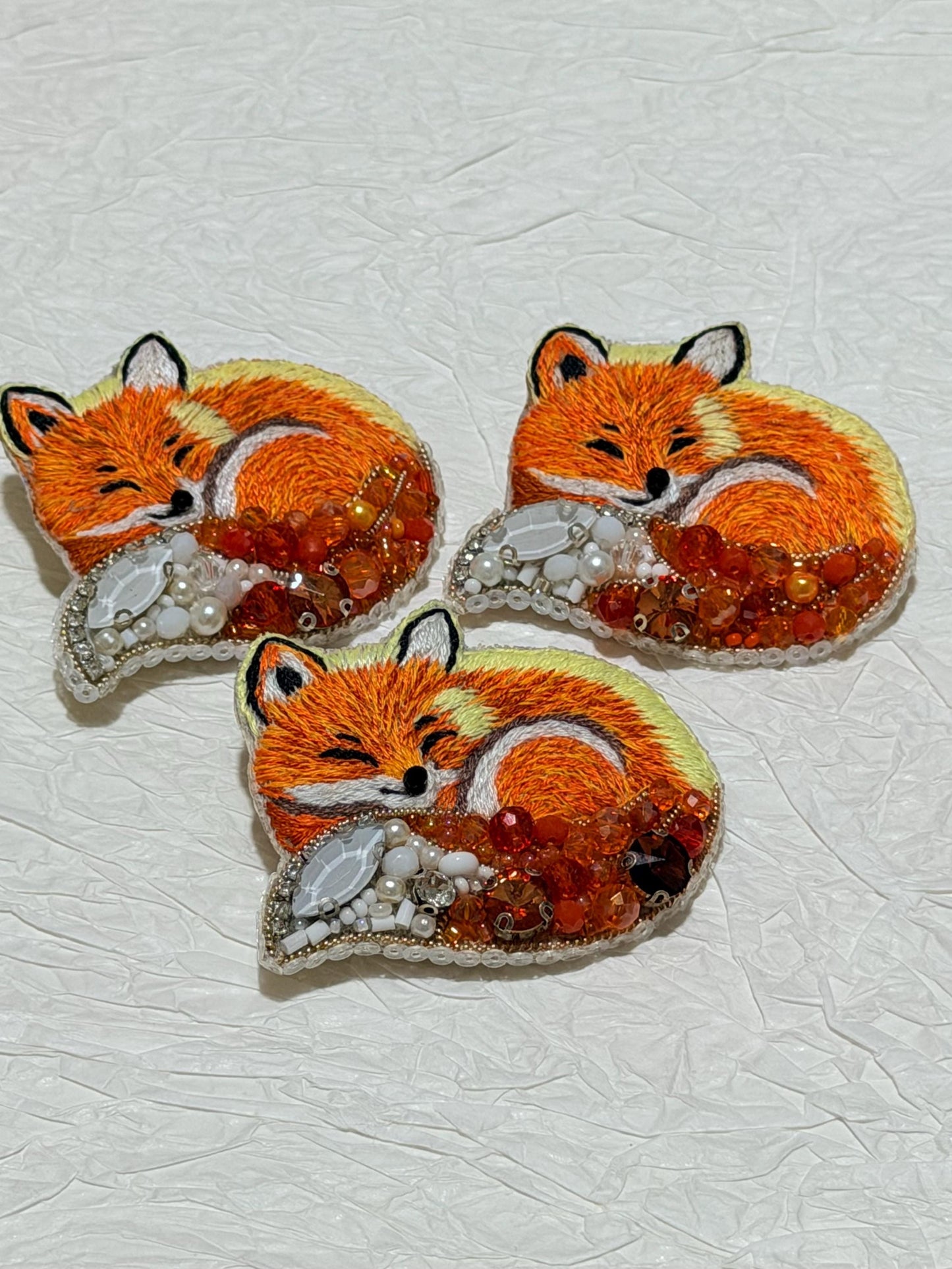 Handmade  Fox Brooch | Beaded & Embroidered Animal Pin