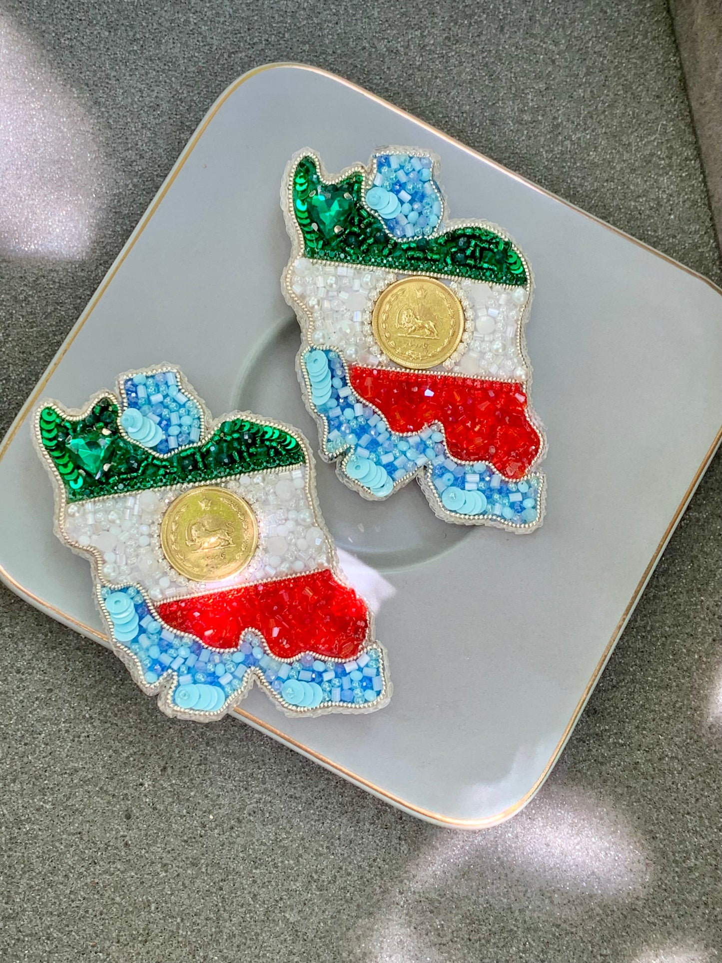 Handmade Iran Flag Brooch